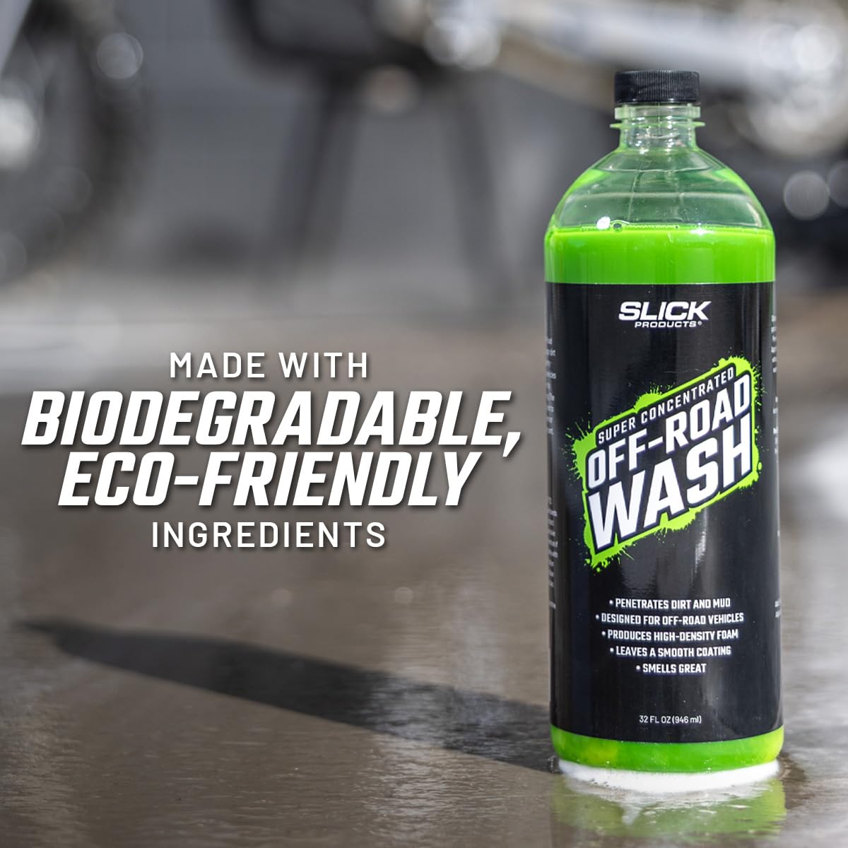 Slick Products biodegradable formula is gentle on plastics and rubber.