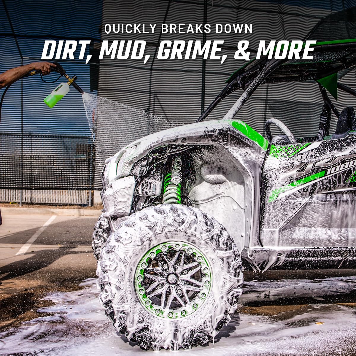 Slick Products foam cannon application showing rich foam coverage.
