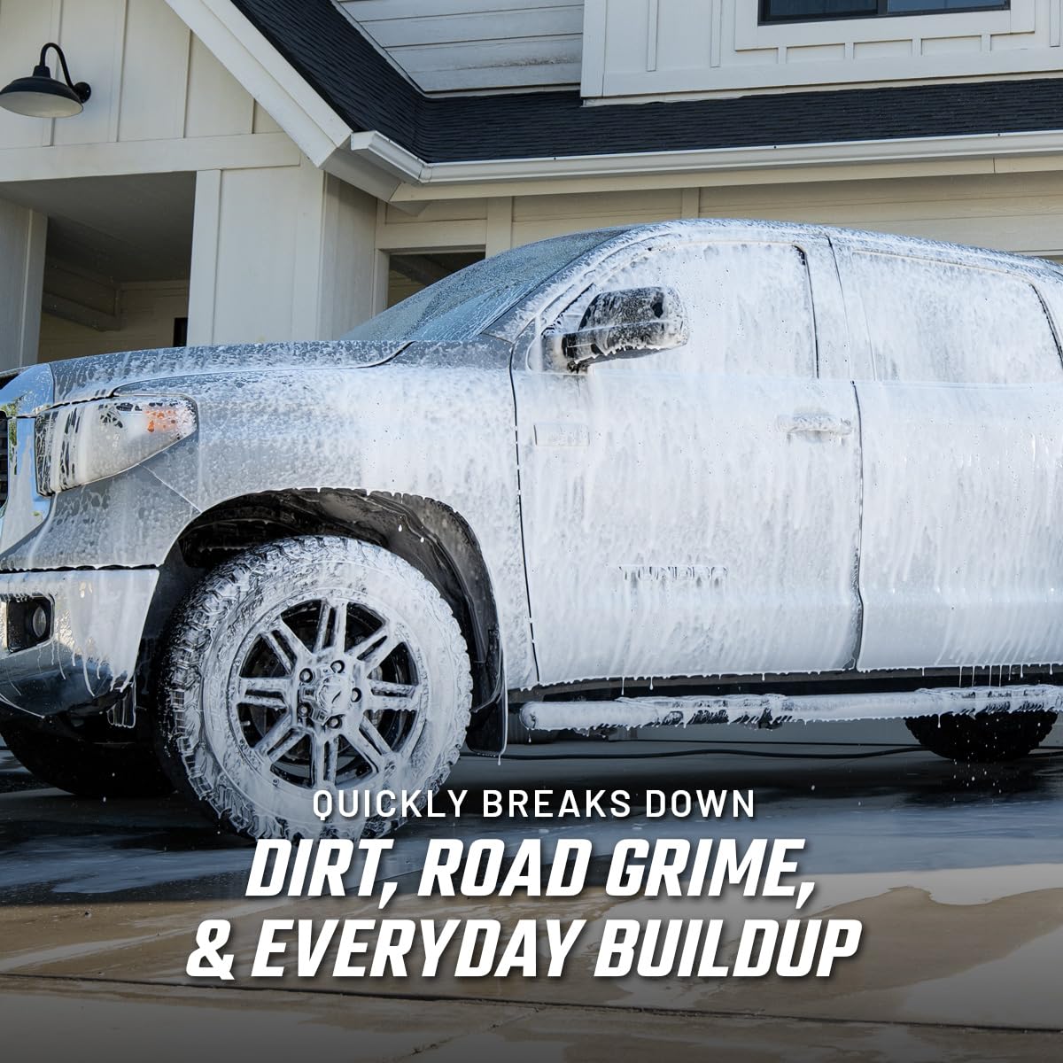 Slick Products foam cannon-ready foam lather highlights rich suds for easy pre-wash.