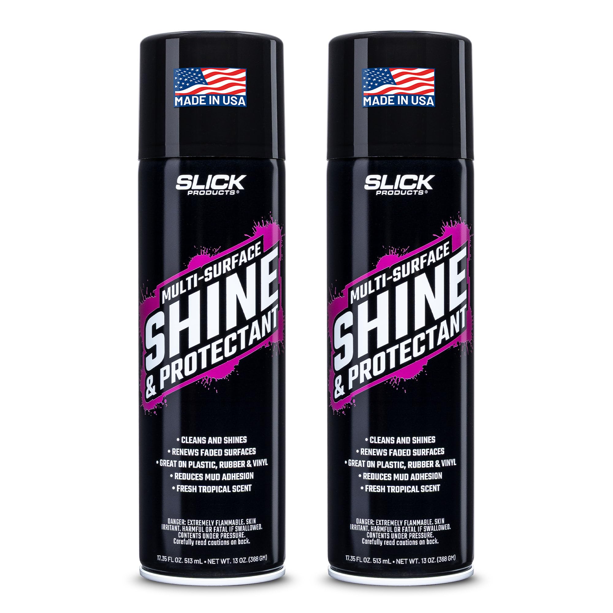 Slick Products Shine & Protectant bottle-front for vinyl and plastic care.