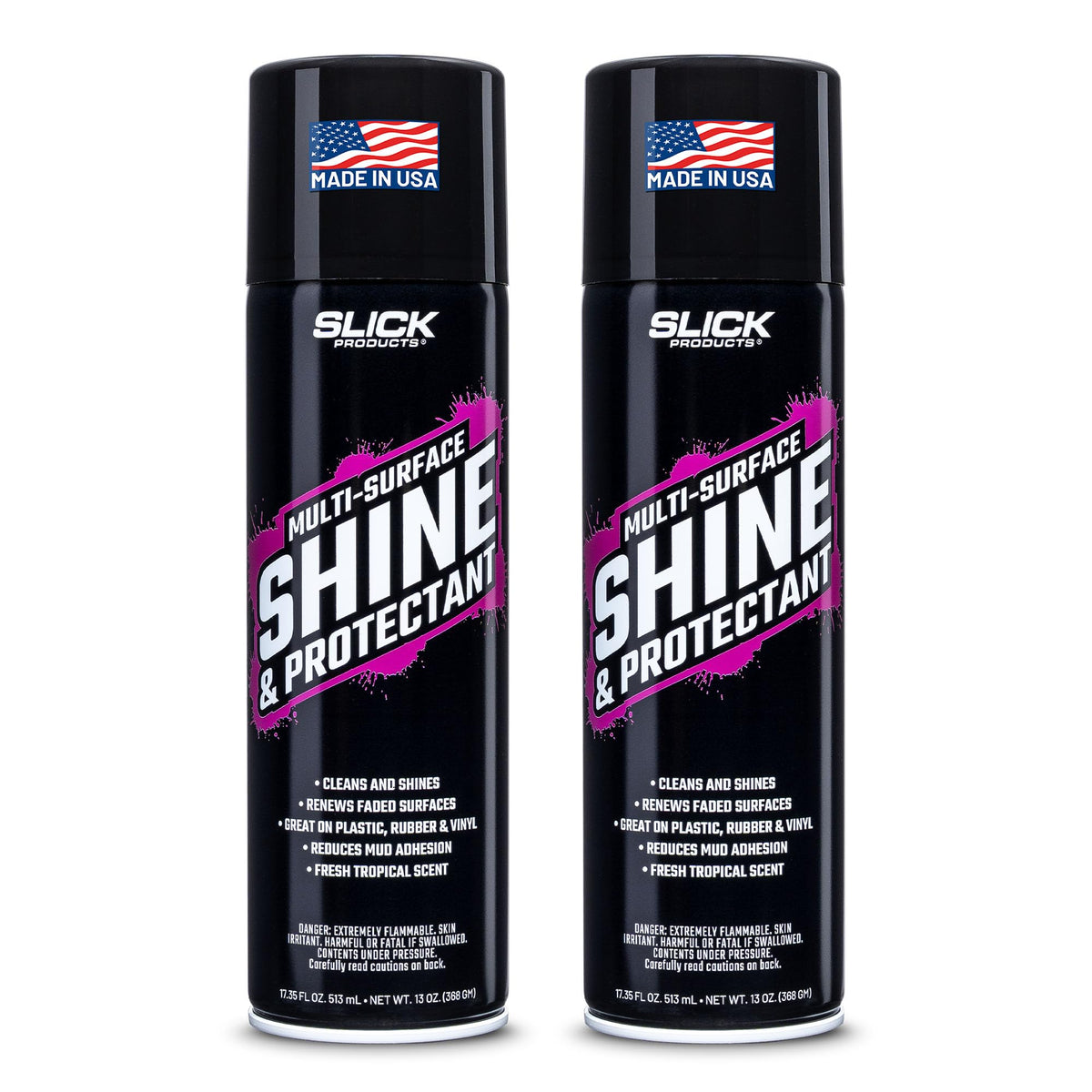 Slick Products Shine & Protectant bottle-front for vinyl and plastic care.