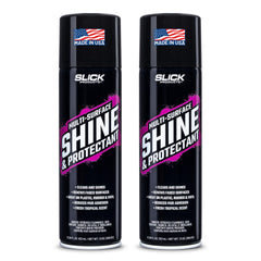 Slick Products Shine & Protectant bottle-front for vinyl and plastic care.