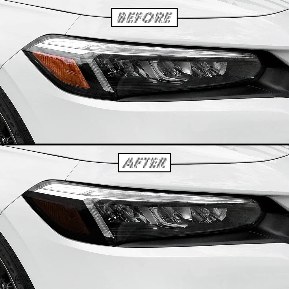 SlickMod smoke tint applied to 2022-2023 Honda Civic front headlights for a bolder look