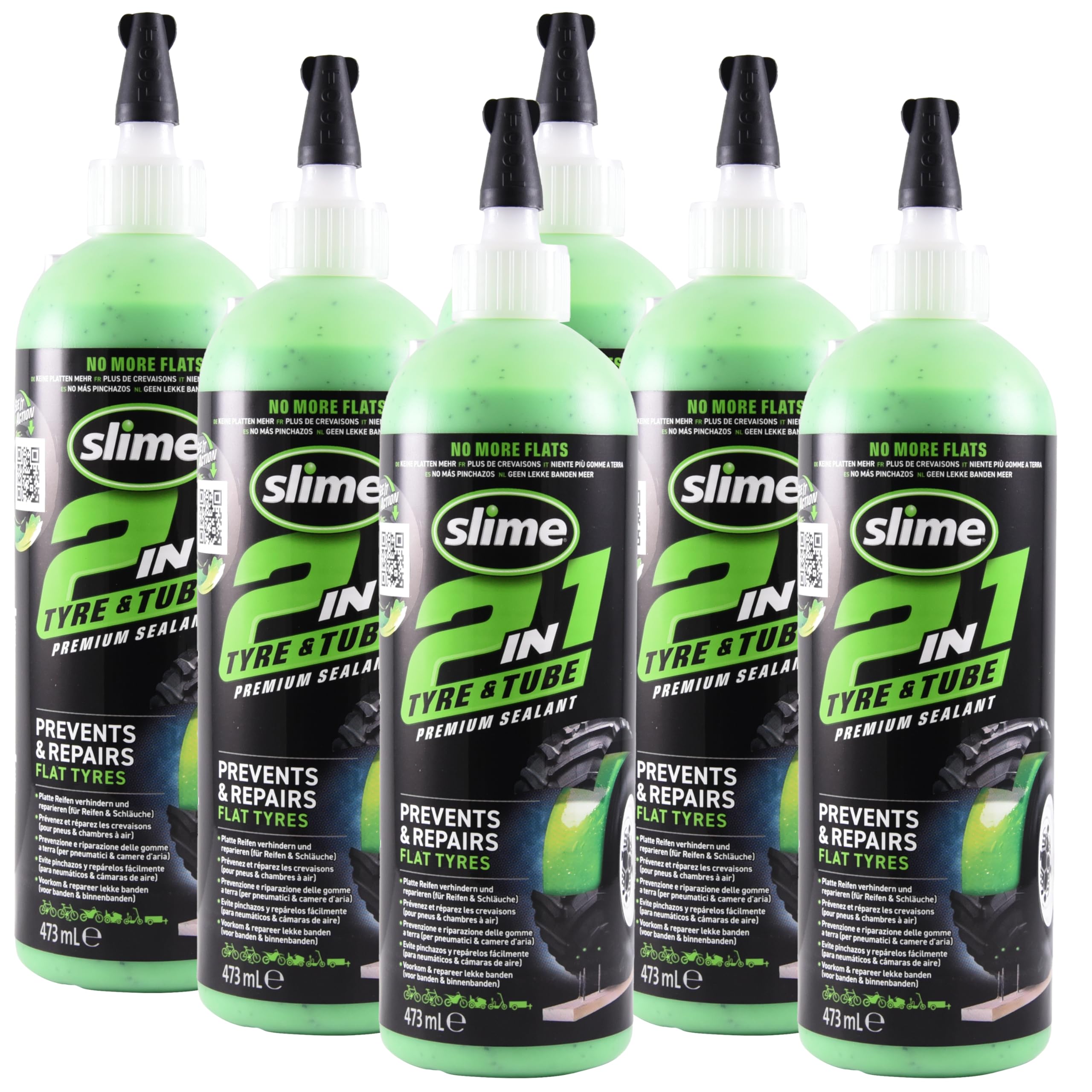 Slime 10193-6PK packaging shows six bottles for easy storage and on-the-go use.