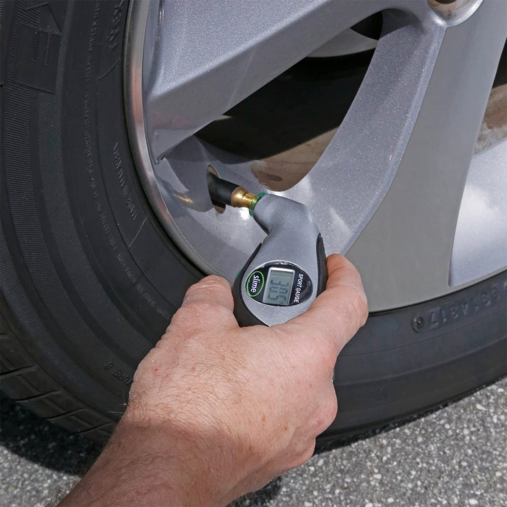 Slime 20017 gauges in psi, kPa and bar for versatile tire pressure measurements.