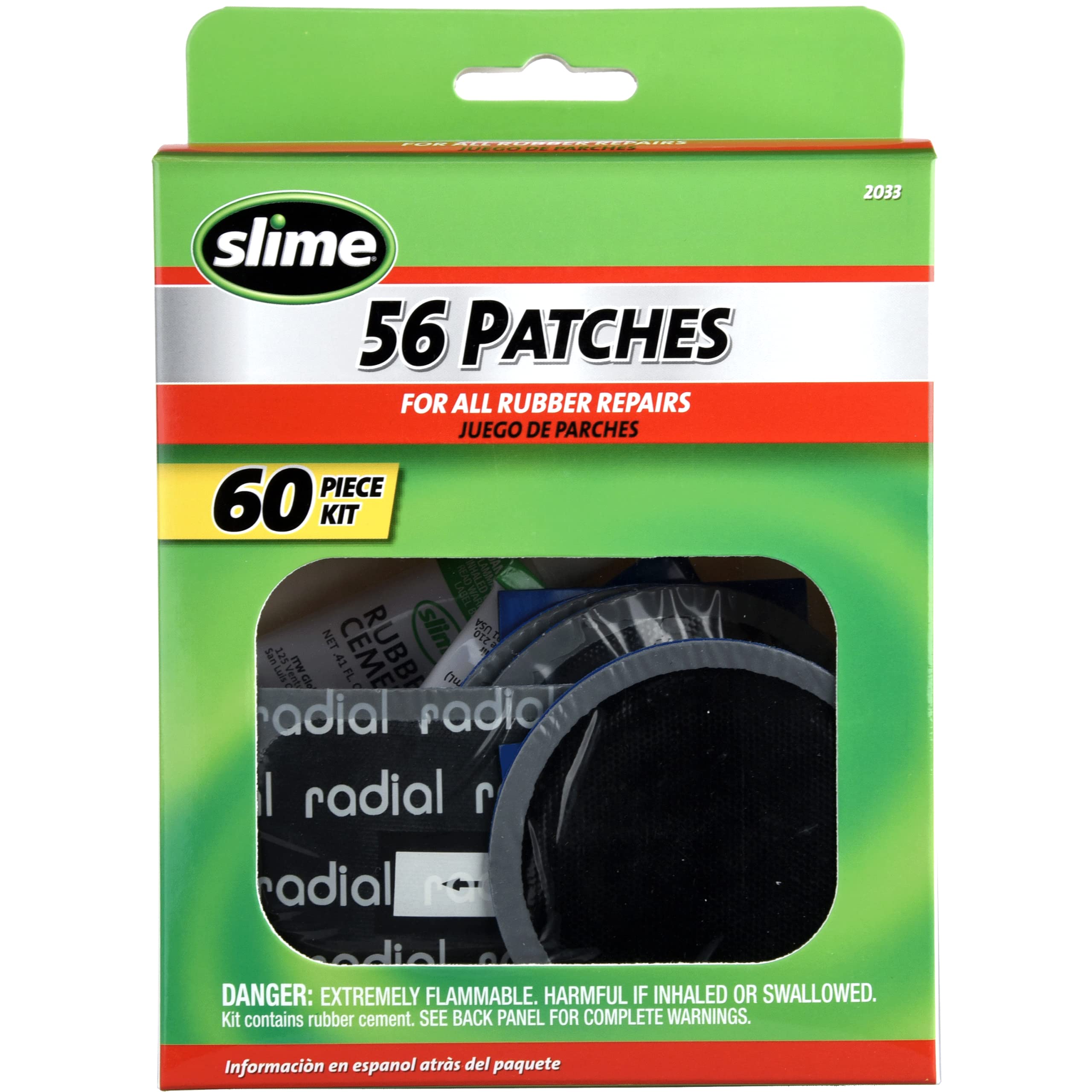 Slime 2033 rubber patch kit with storage box for field repairs