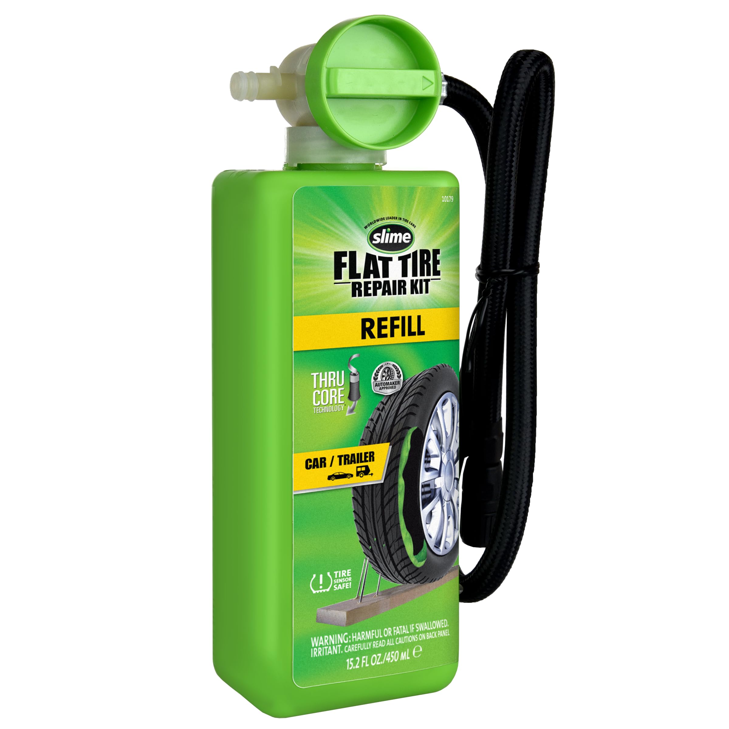 Slime flat tire kit sealant refill; quick, sensor-safe repair on the road.