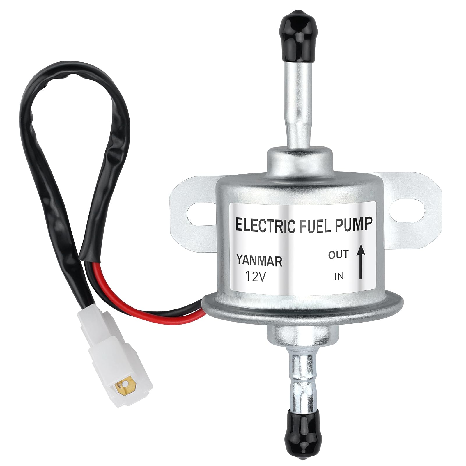 Slother 12V fuel pump front view highlighting compact copper wiring for reliable delivery.