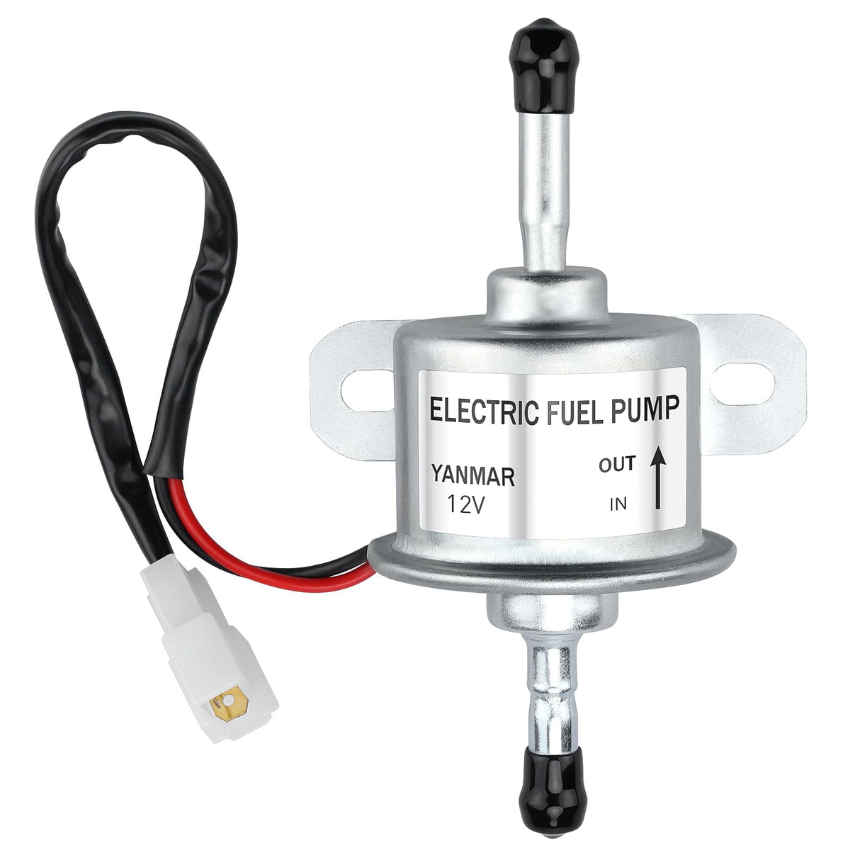 Slother 12V fuel pump front view highlighting compact copper wiring for reliable delivery.