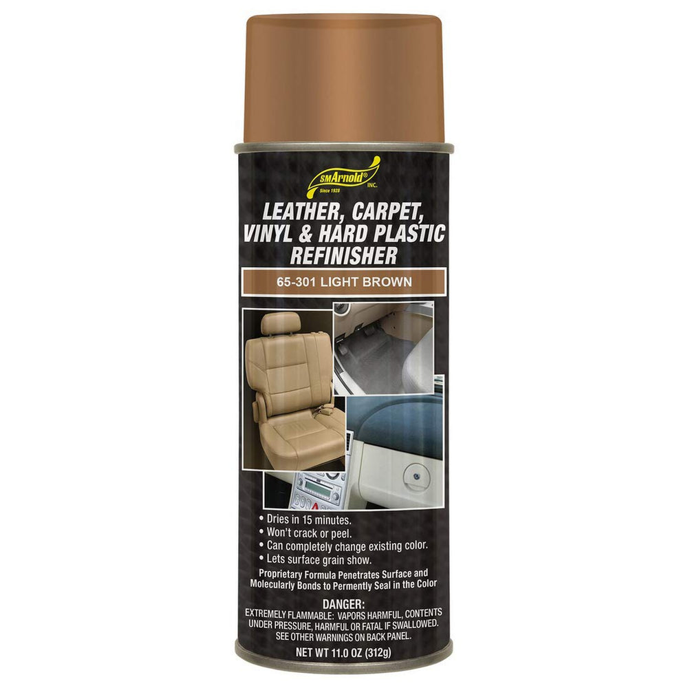 S.M. Arnold light brown refinishing spray can for durable interior color restoration.