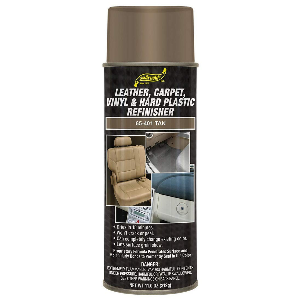 S.M. Arnold Refinishing Spray-Paint Tan 11oz bottle delivering durable interior and exterior coverage.