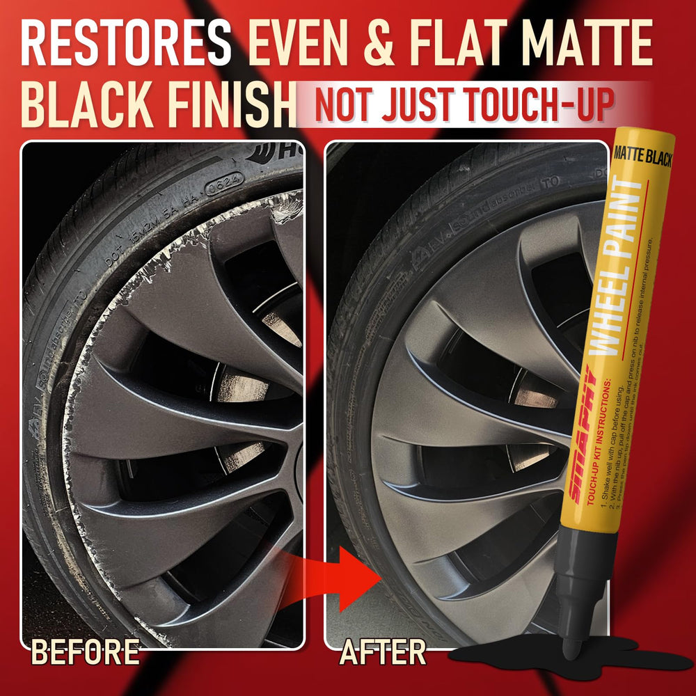Replaceable paint-pen tip ensures consistent coverage on wheel scratches