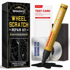 SMAPHY wheel touch-up pen in action concealing curb rash on matte black wheels