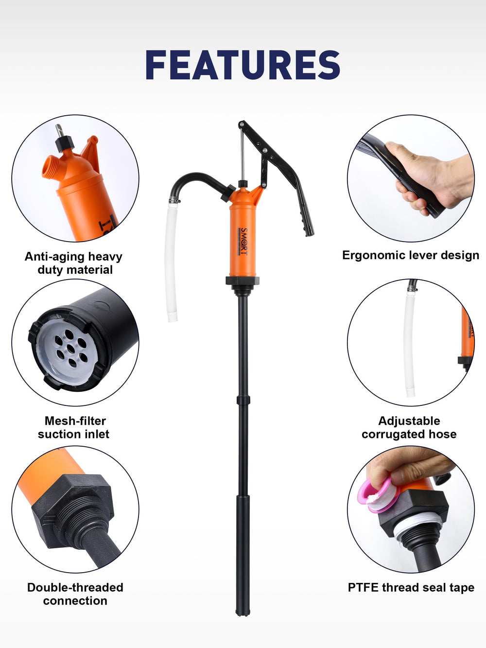 SMART JERRY pump with threaded connection for secure fit