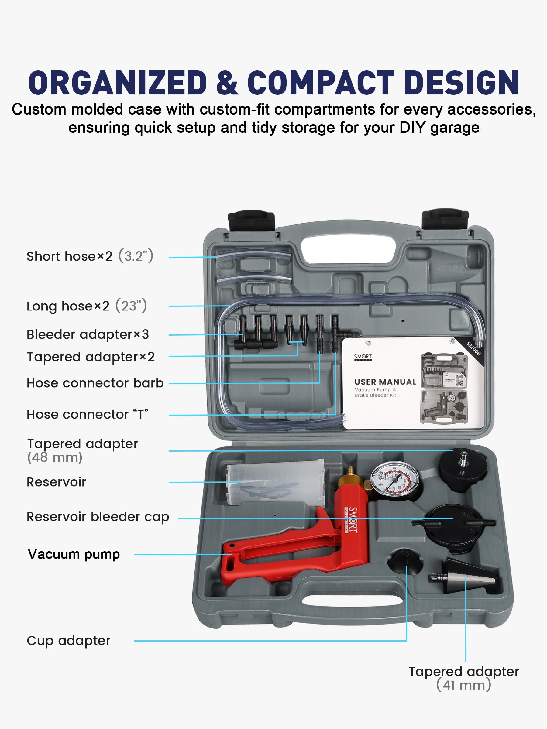SMART JERRY dual-pressure gauge shown for reliable brake and vacuum testing.