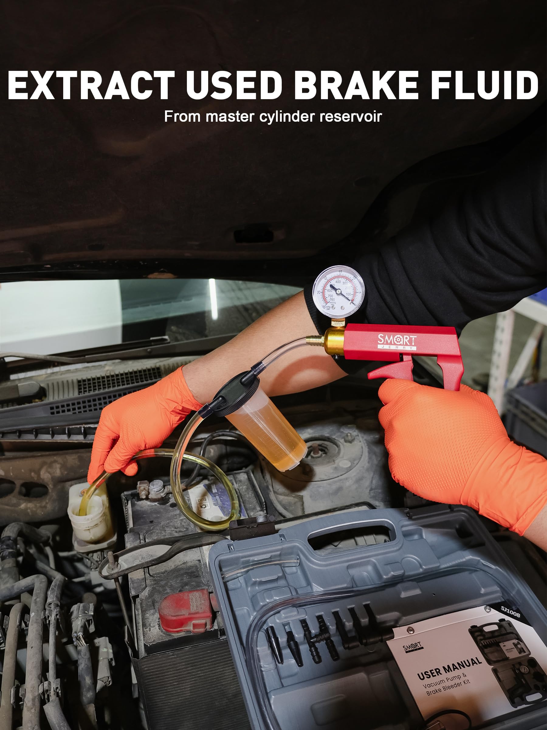 SMART JERRY hoses and adapters ready for versatile automotive fluid work.
