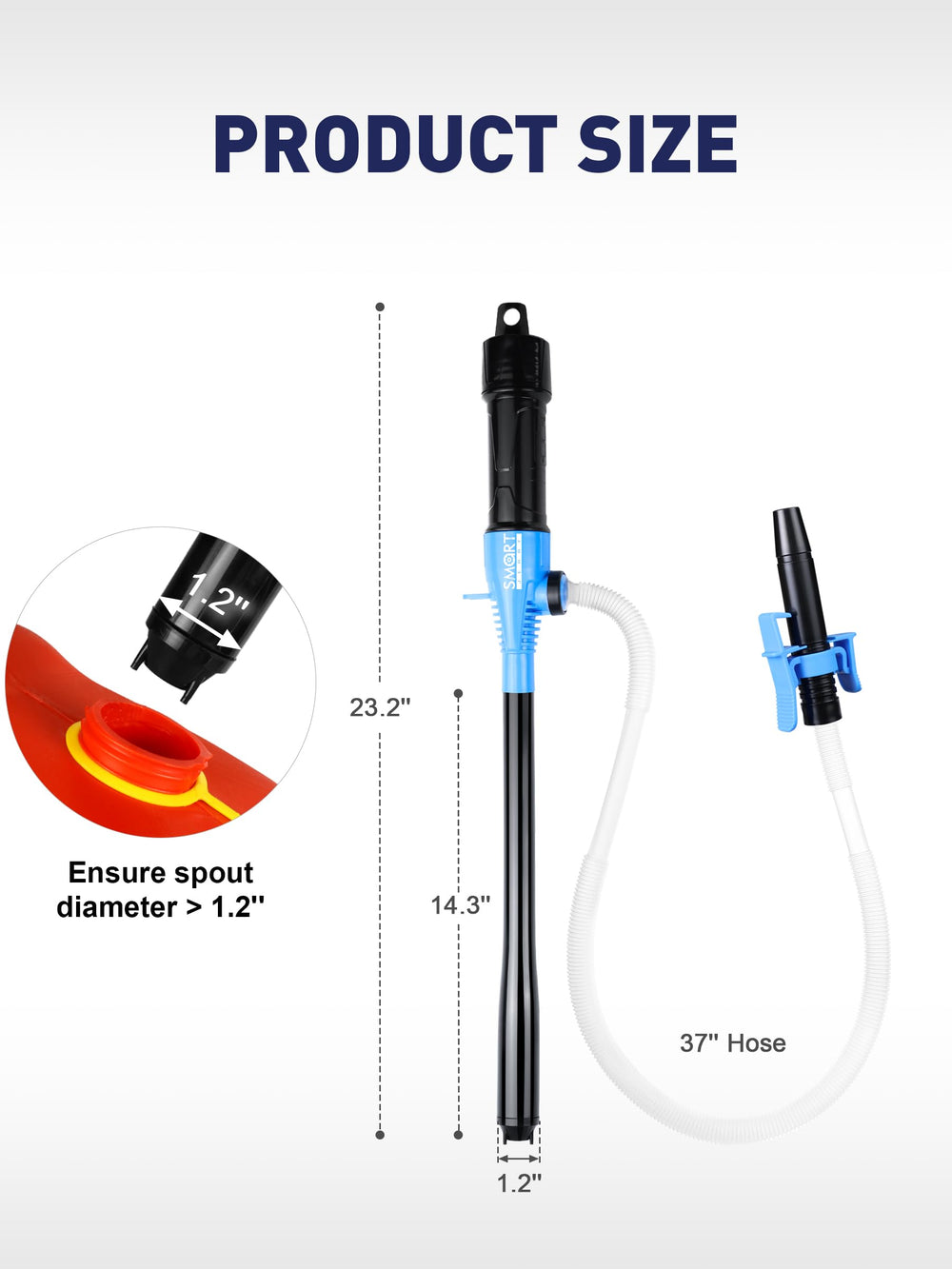 SMART JERRY lock clip enables hands-free operation during transfers.