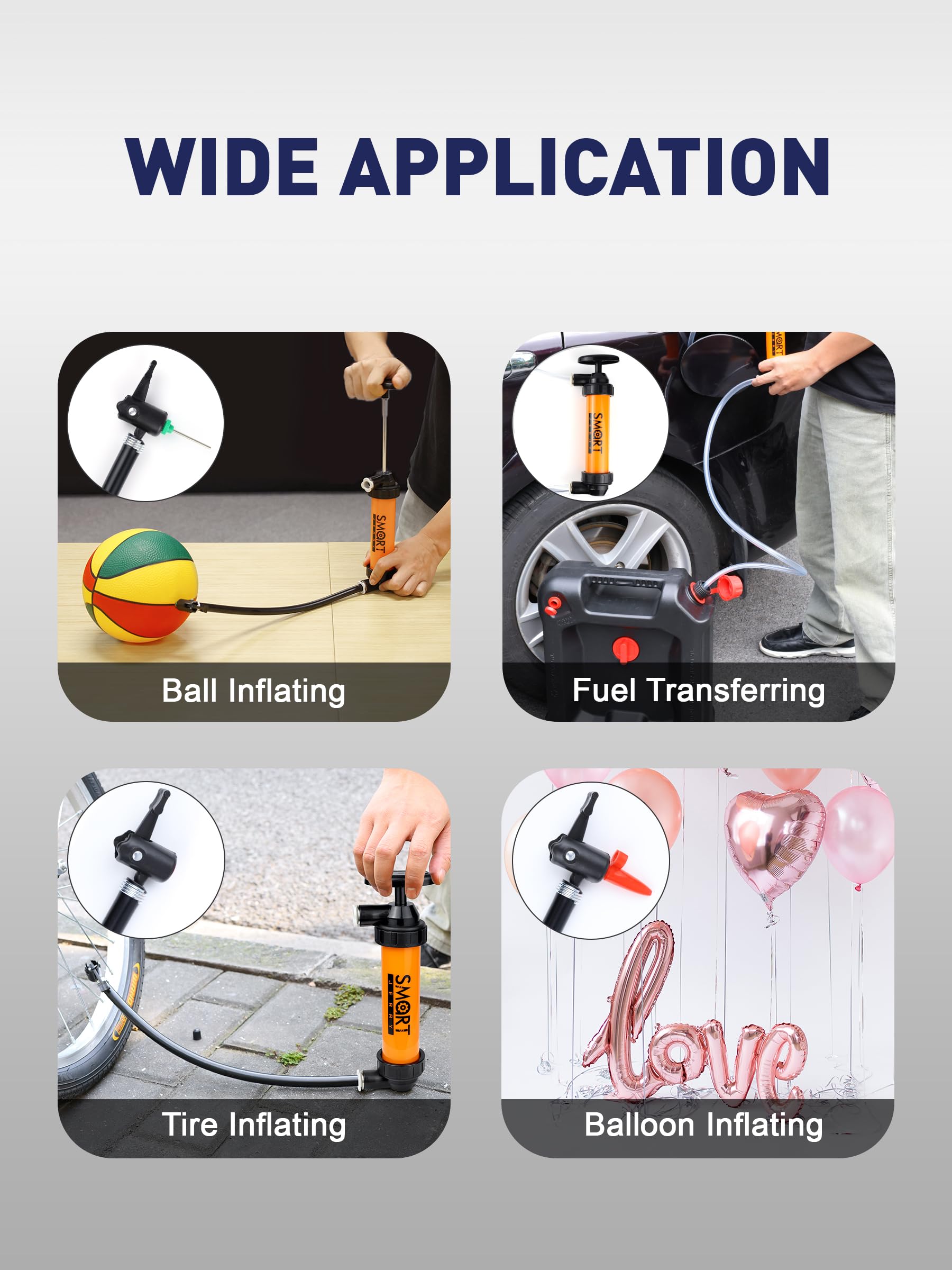 SMART JERRY Siphon Pump with inflation needle for ball inflation