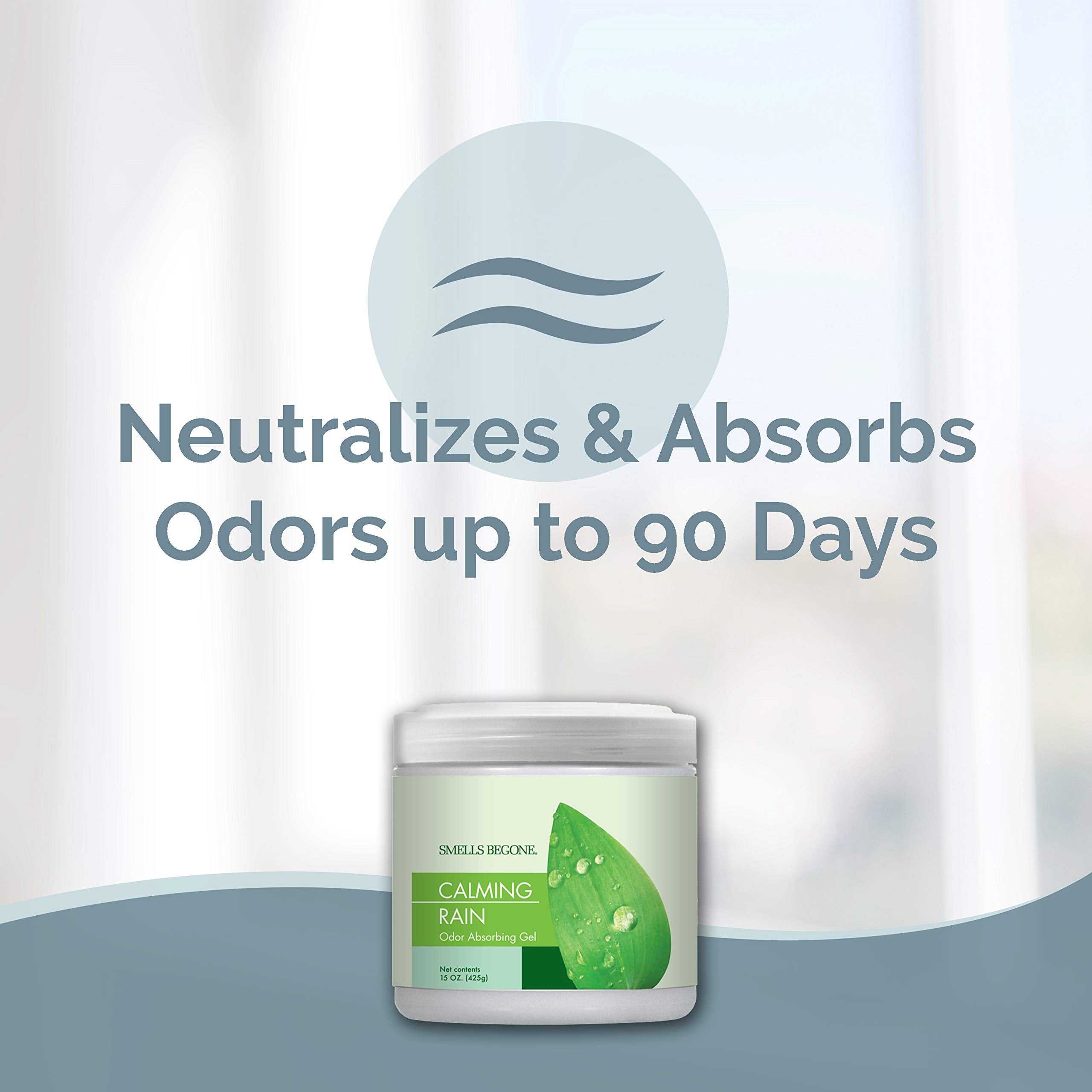 Smells Begone gel odor eliminator label close-up highlighting fragrance-free formulation