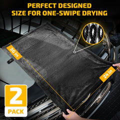 SMINDER 2-pack 1200 GSM car drying towels high absorption lifts water rapidly.