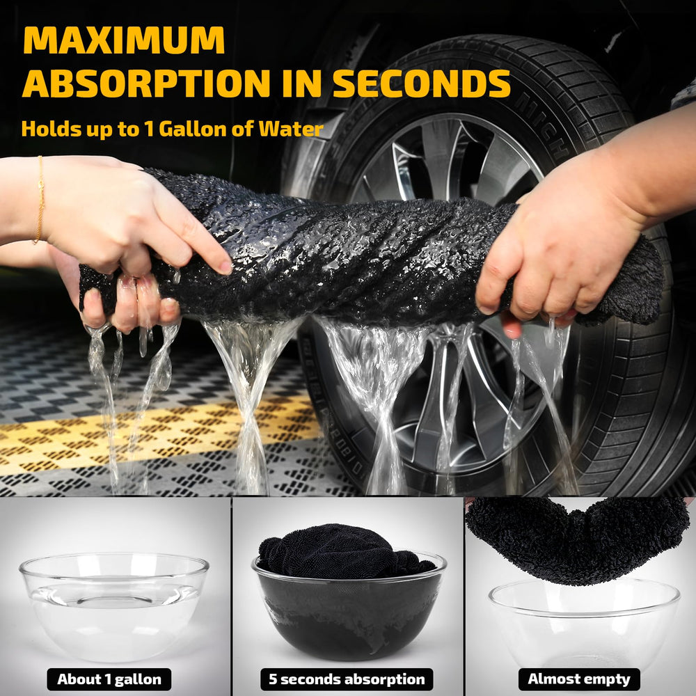 SMINDER 2-pack 1200 GSM car drying towels edgeless design protects paint surfaces.