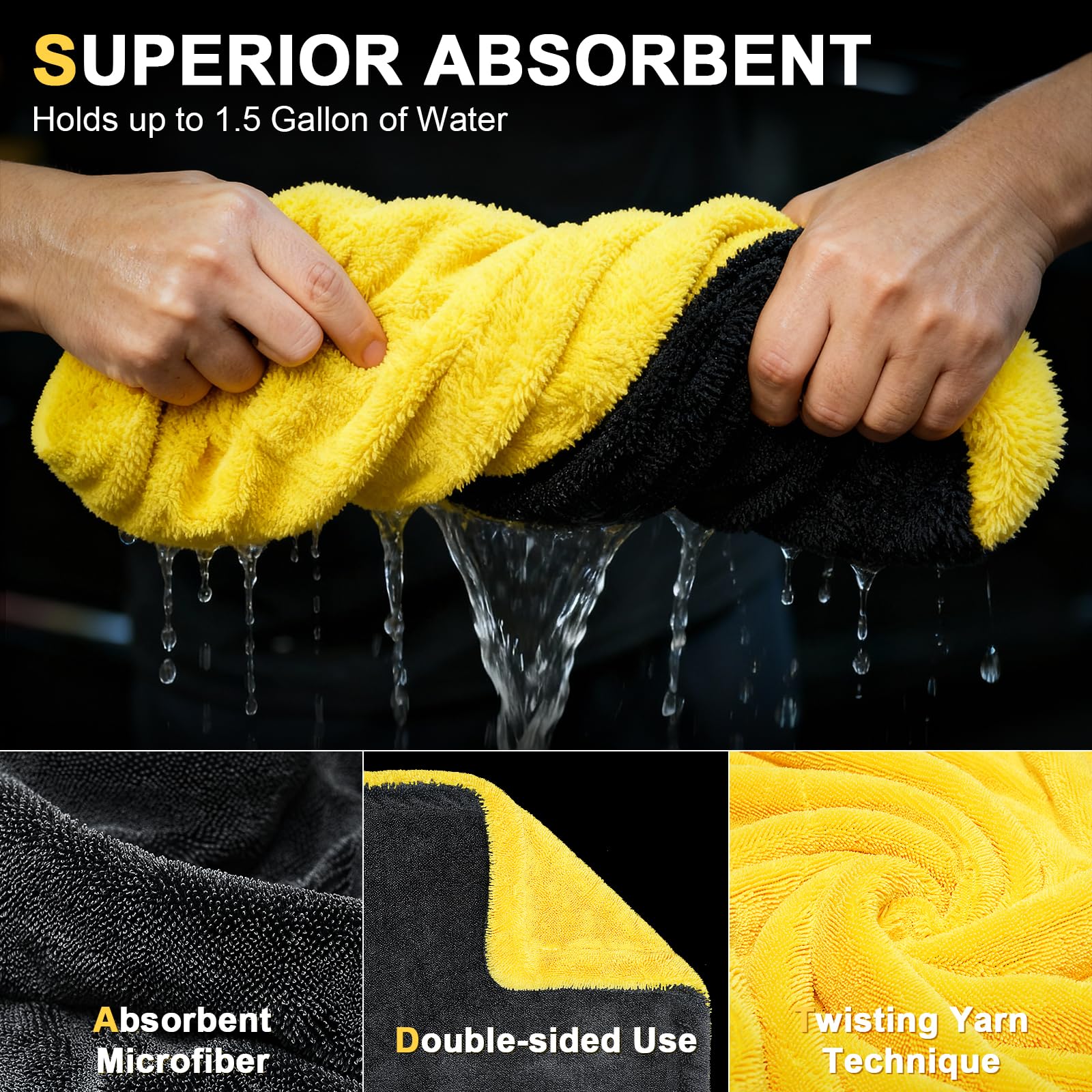 SMINDER towel demonstrating high absorption for fast vehicle drying