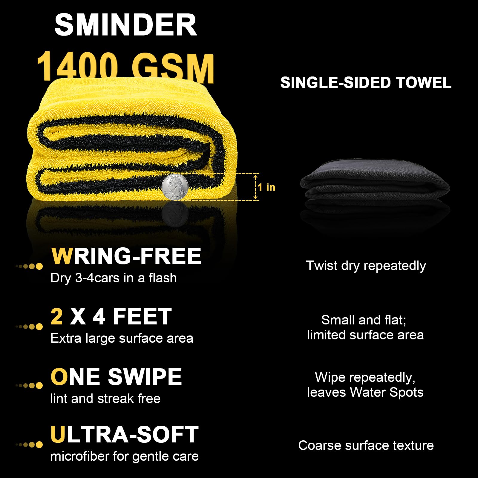 SMINDER glass towel 16x16 for crystal-clear windows