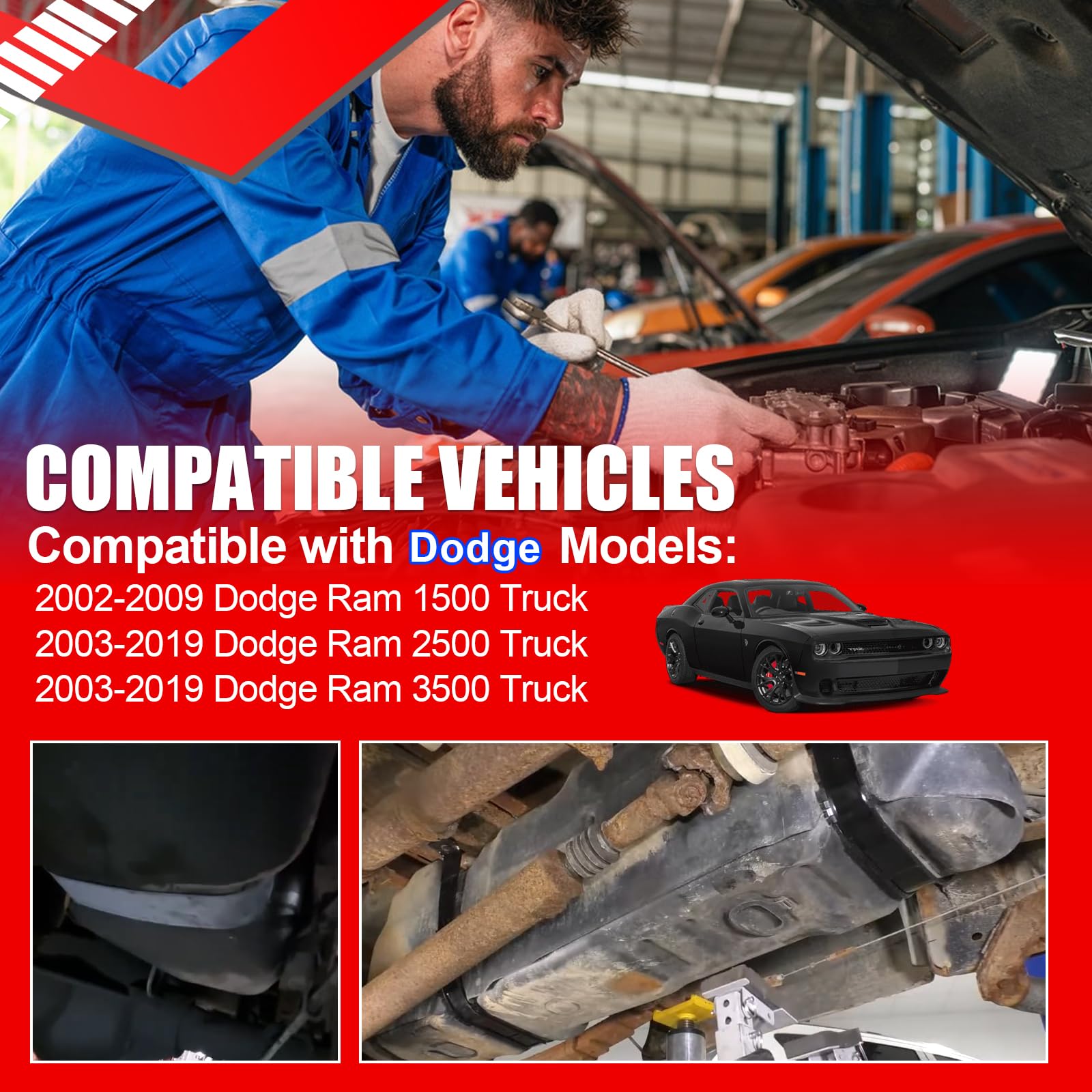 SMMS fuel tank strap for Dodge Ram 2500/3500 installed, ensuring reliable support.