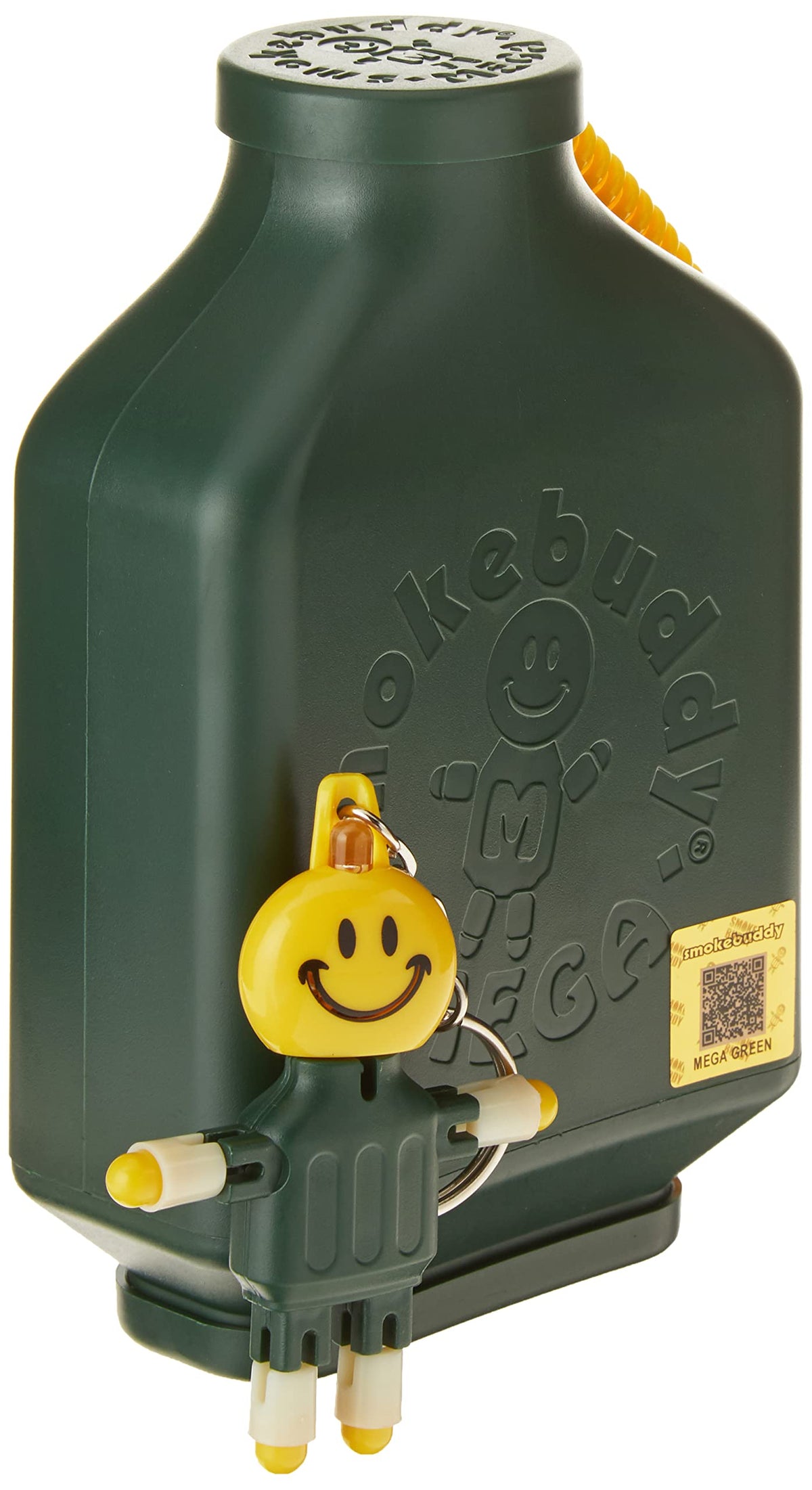 Smokebuddy Mega front view shows compact, discreet green filter