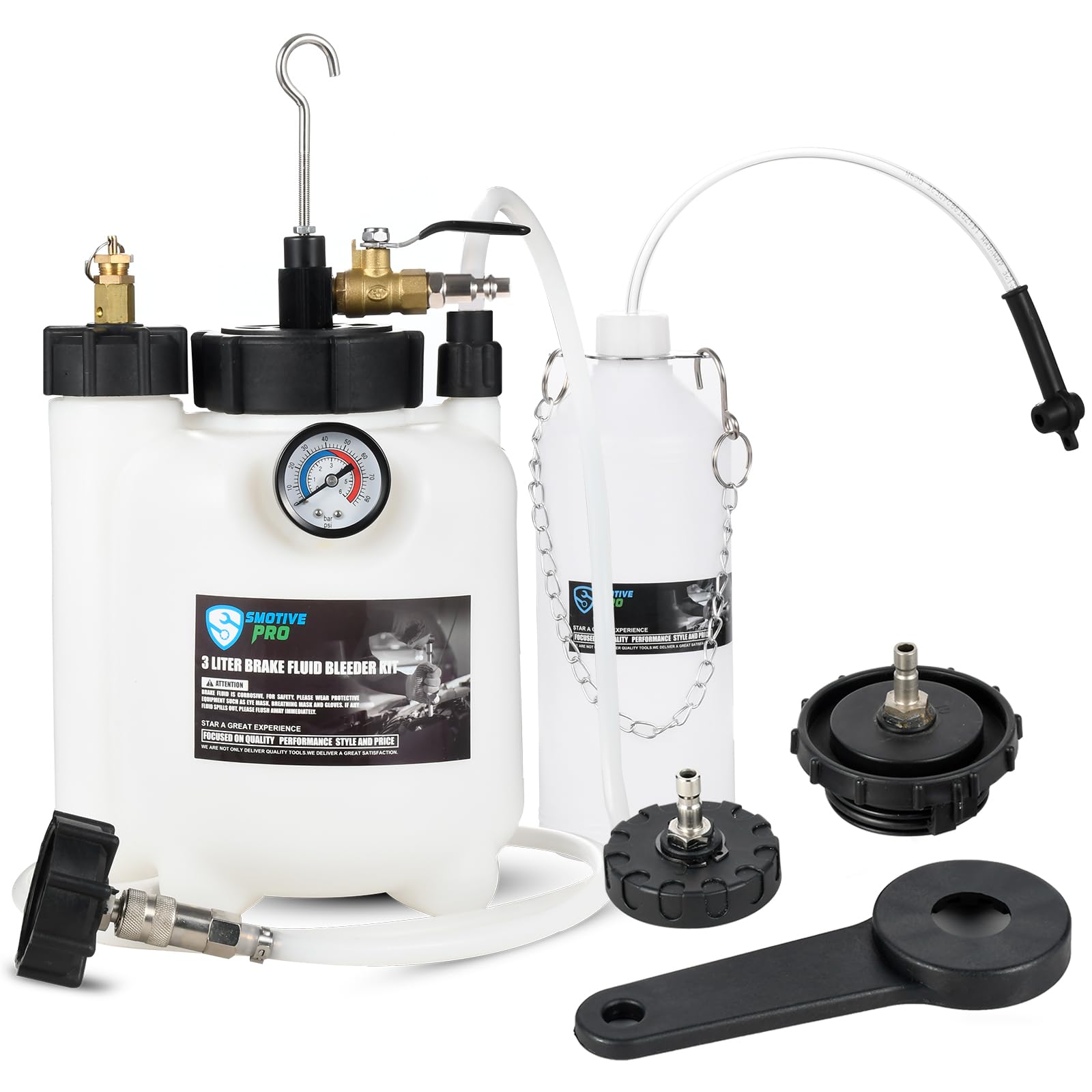 SMOTIVEPRO 3L reservoir for easy, bubble-free brake bleeding.