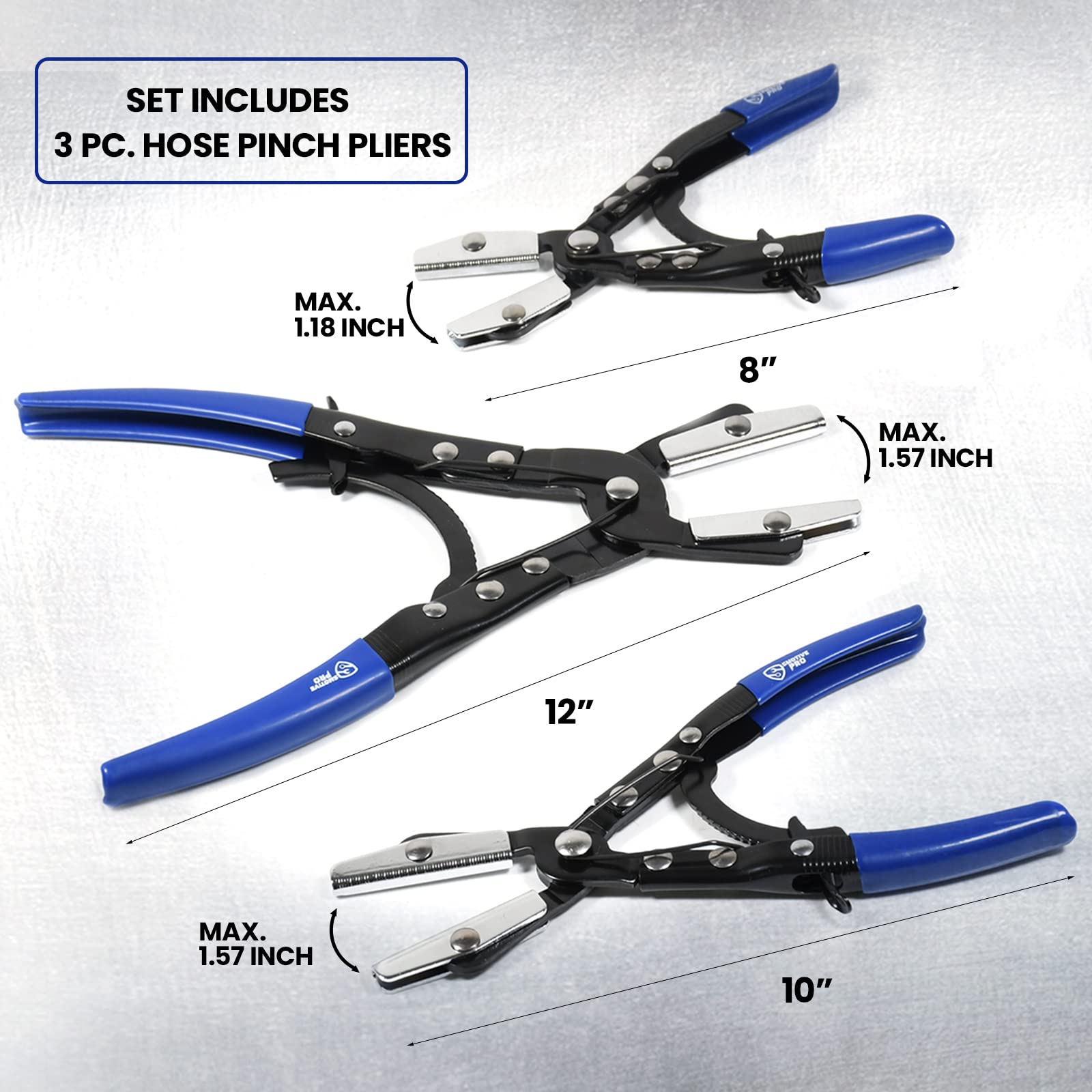 SMOTIVEPRO 10-inch jaws handle larger radiator hoses with a secure grip.