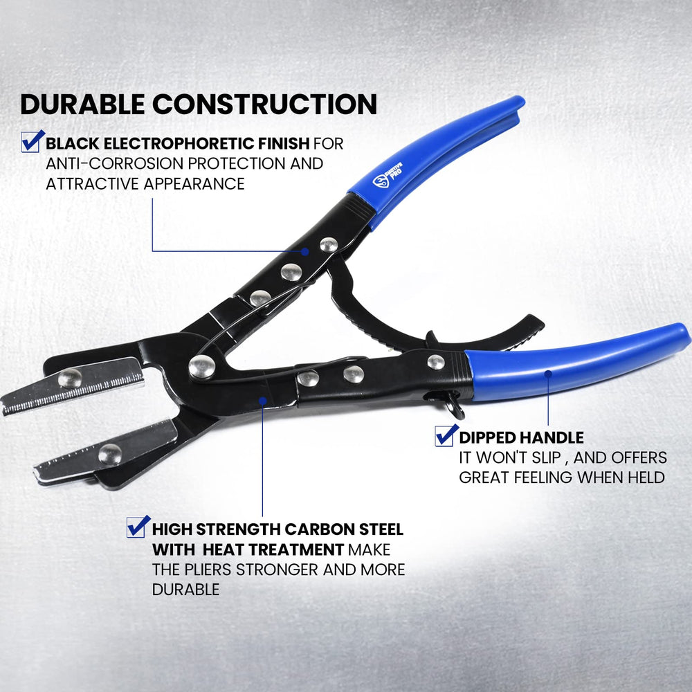 SMOTIVEPRO 12-inch jaws clamp large coolant hoses without slipping.
