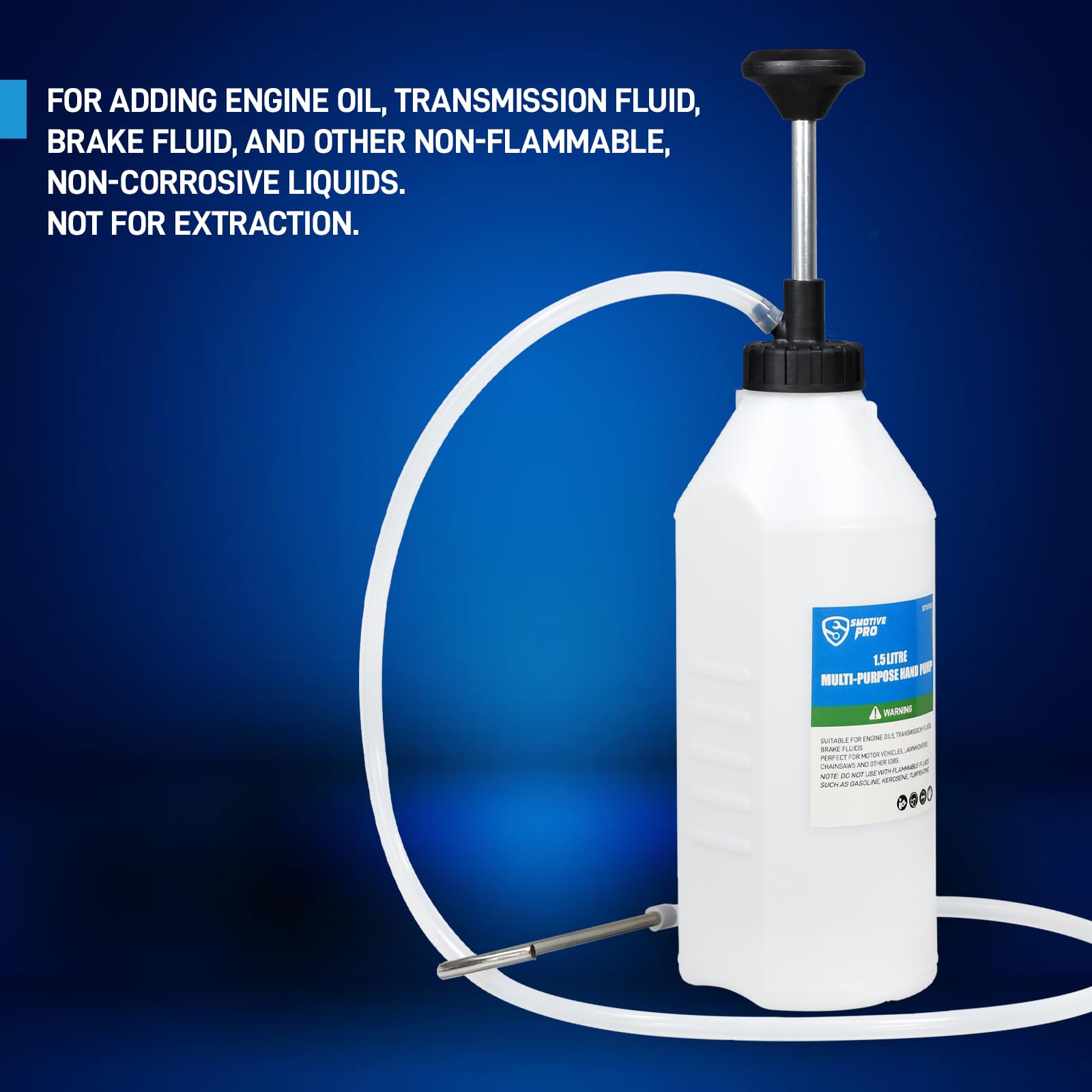 SMOTIVEPRO pump reaching narrow spaces for transmission fluid tasks.