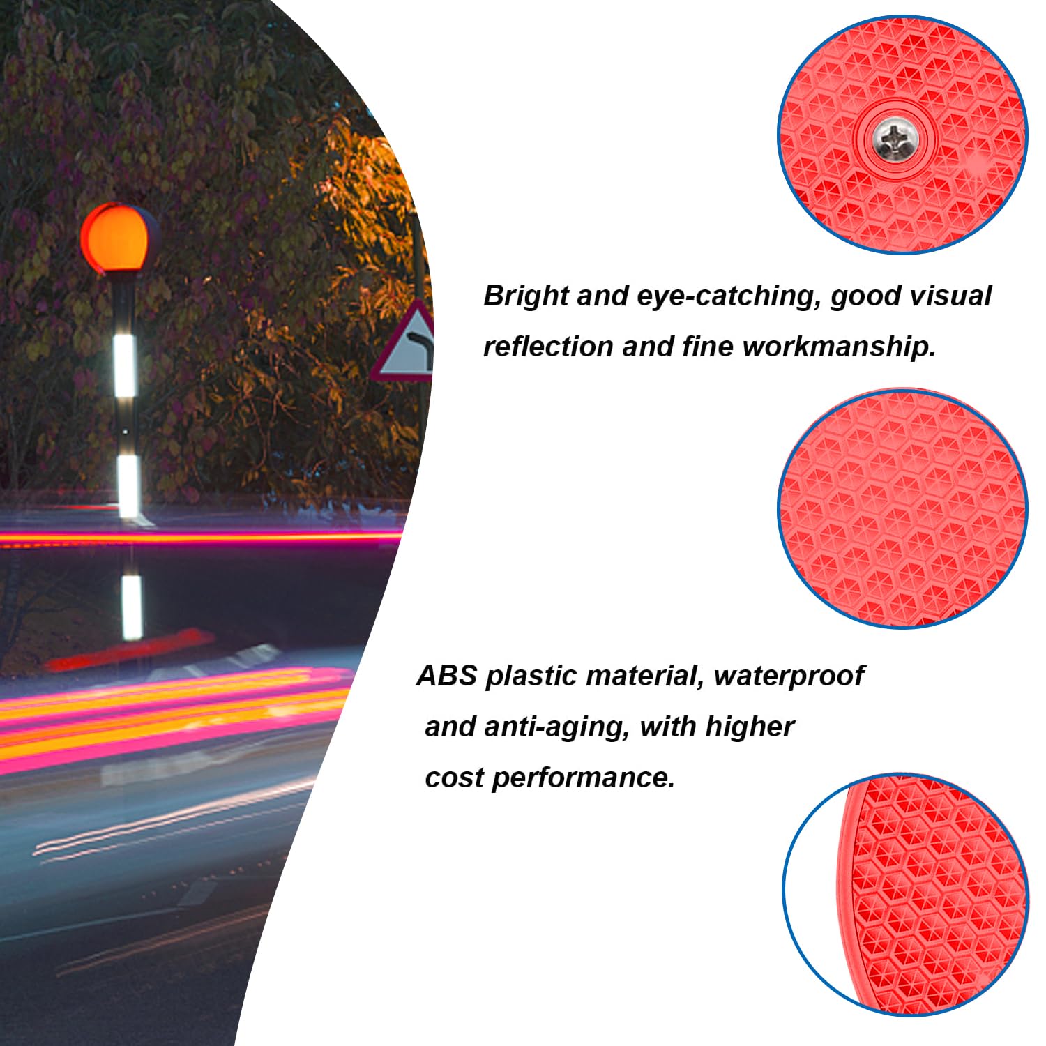 smseace red round reflector with screws enables quick outdoor installation
