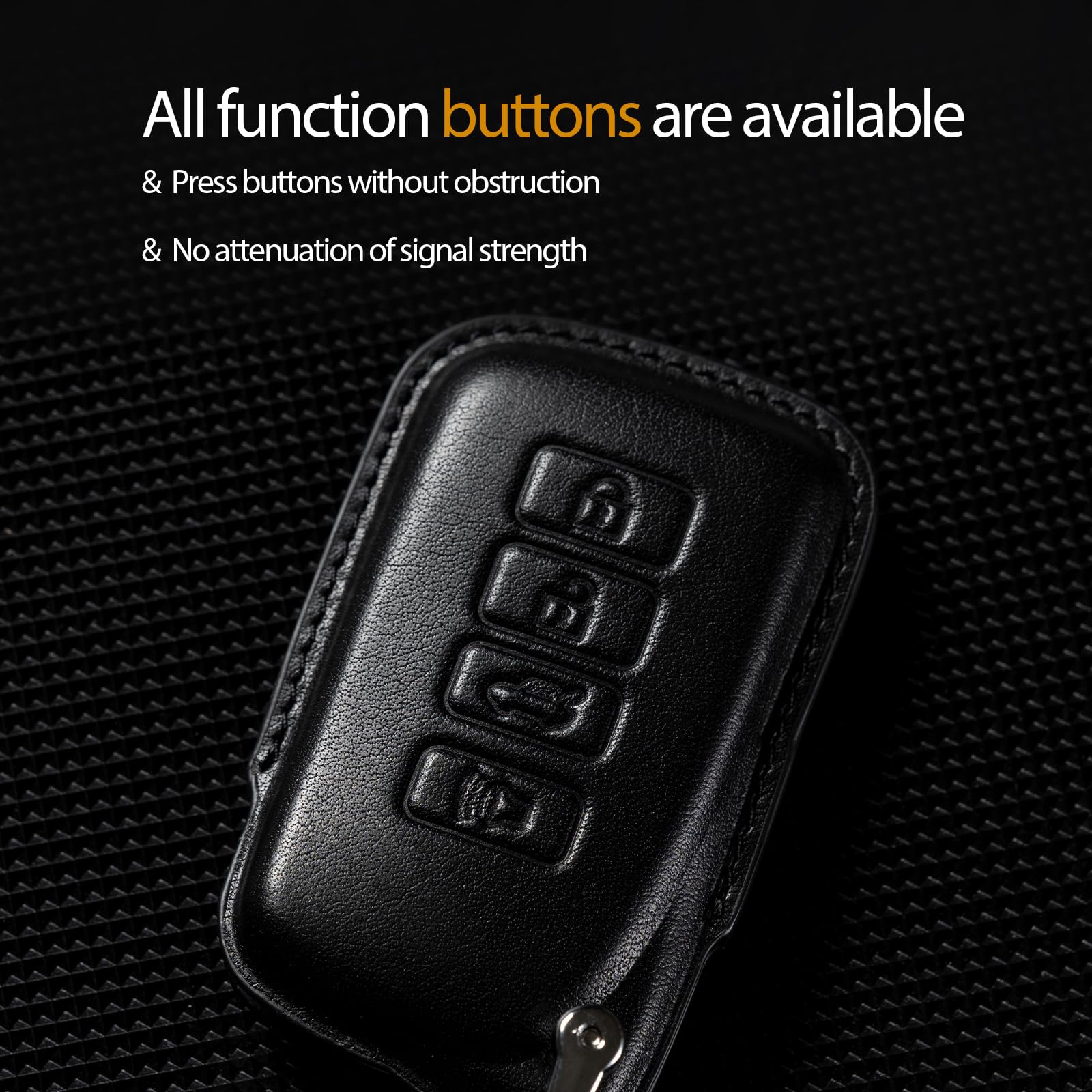 Smyfob Lexus leather keychain cover shows uniform color and wear resistance