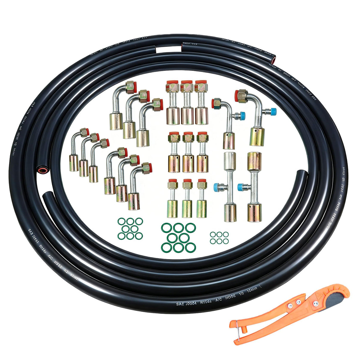 SMZTools 26Pcs AC Hose Kit with 6.5ft hoses for versatile automotive repairs