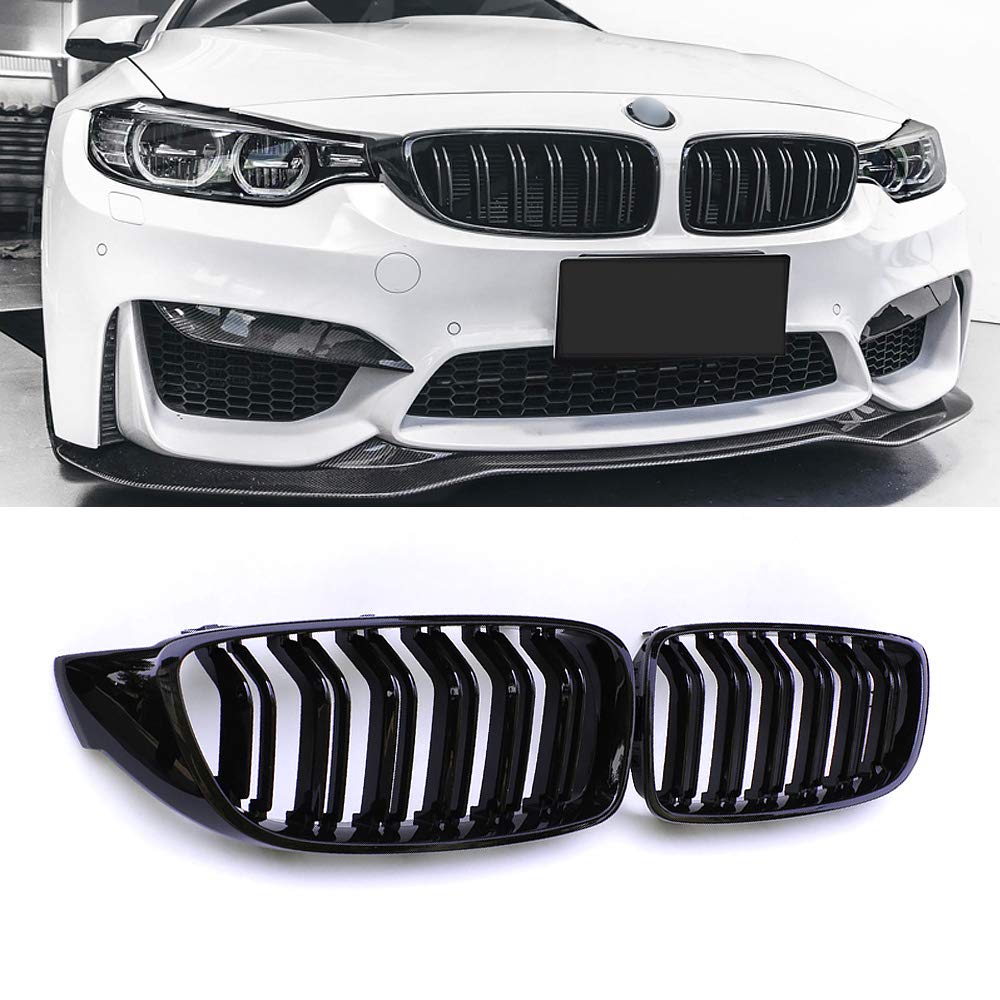 SNA F32 kidney grille left with black double slats, enhances sporty BMW front end.