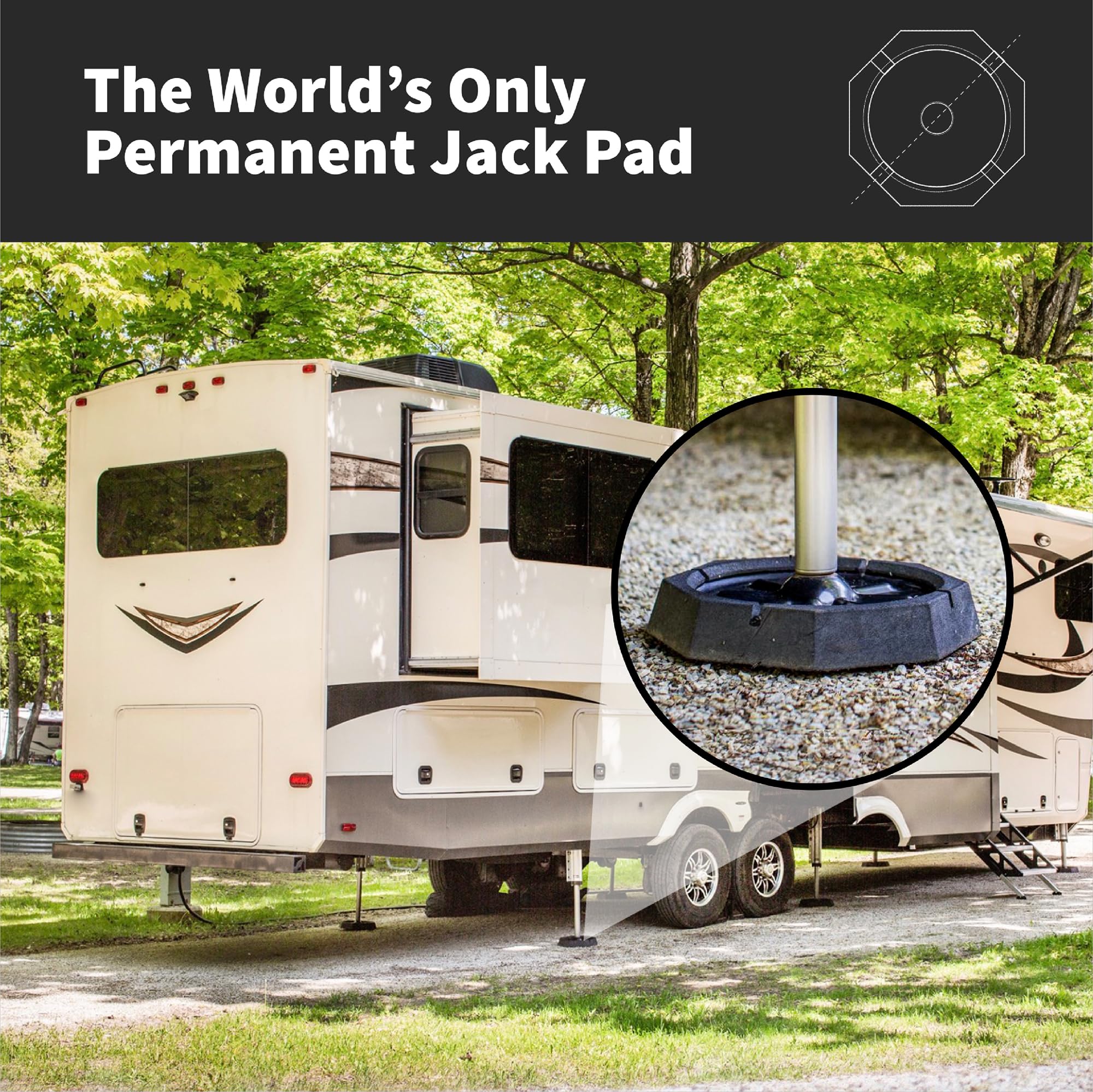 SnapPad XTRA Singles near wheel feet for rugged, weather-resistant protection