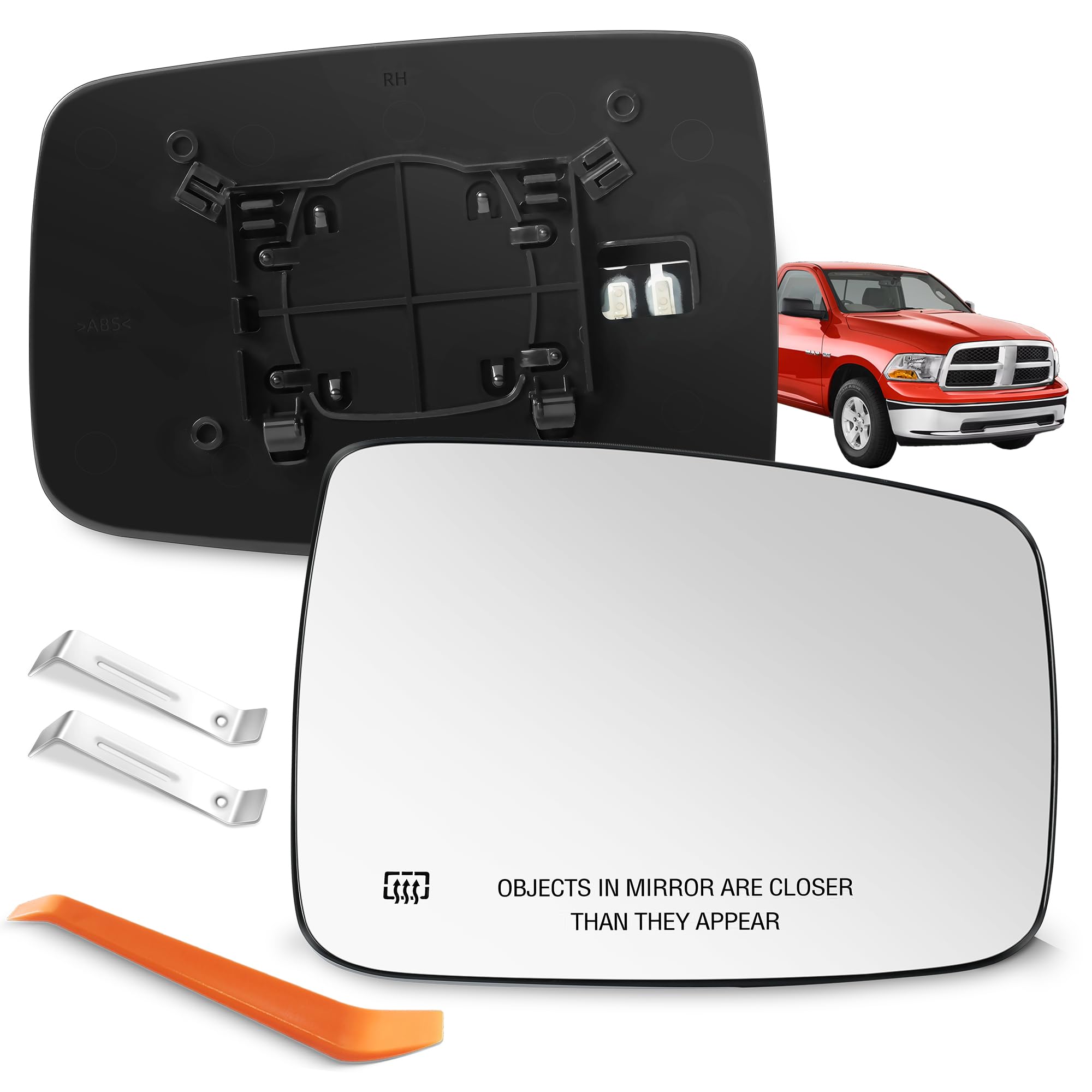 SNEMEEY passenger-side mirror glass for Dodge Ram, precise OE-style replacement