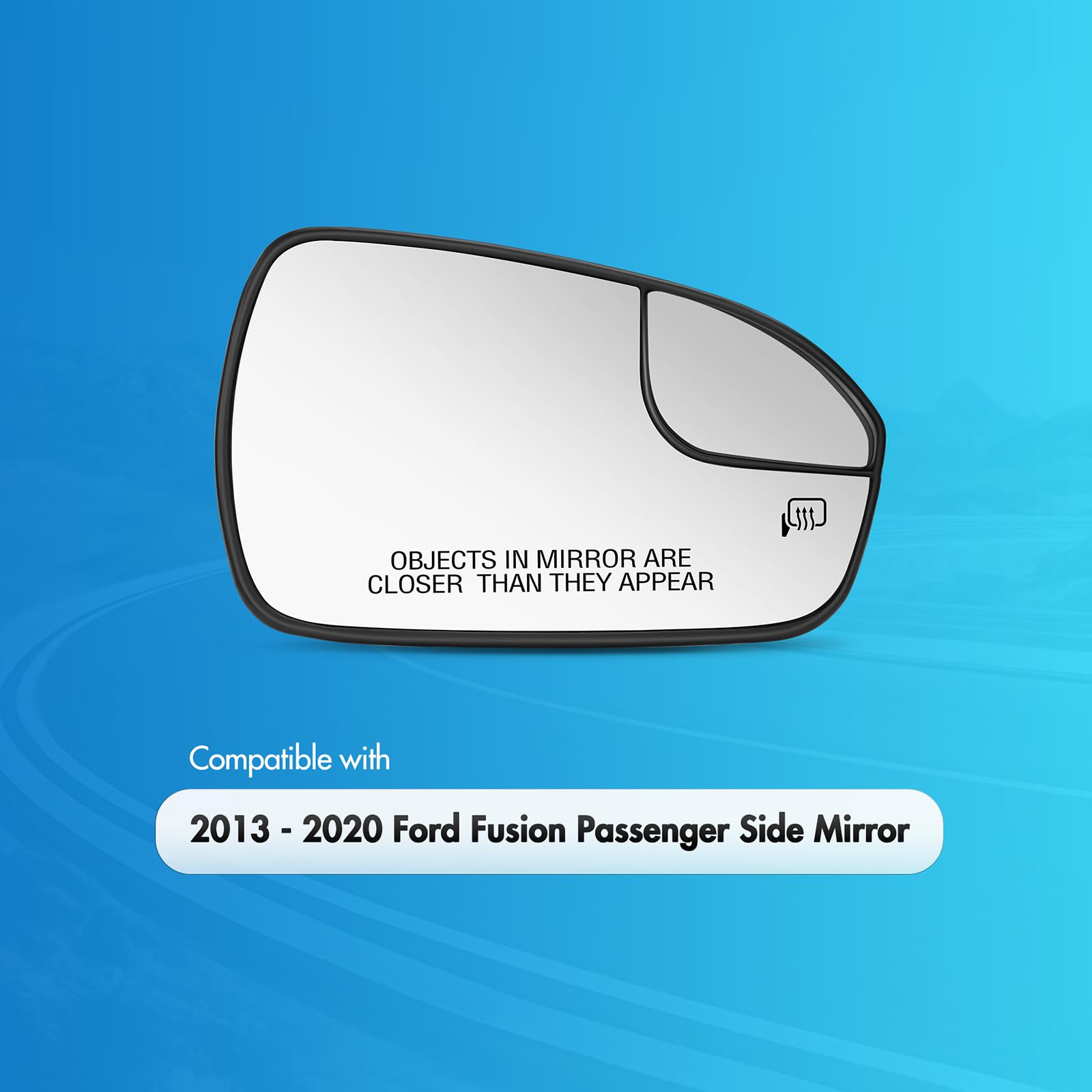 SNEMEEY heated mirror glass with chrome convex lens for better visibility