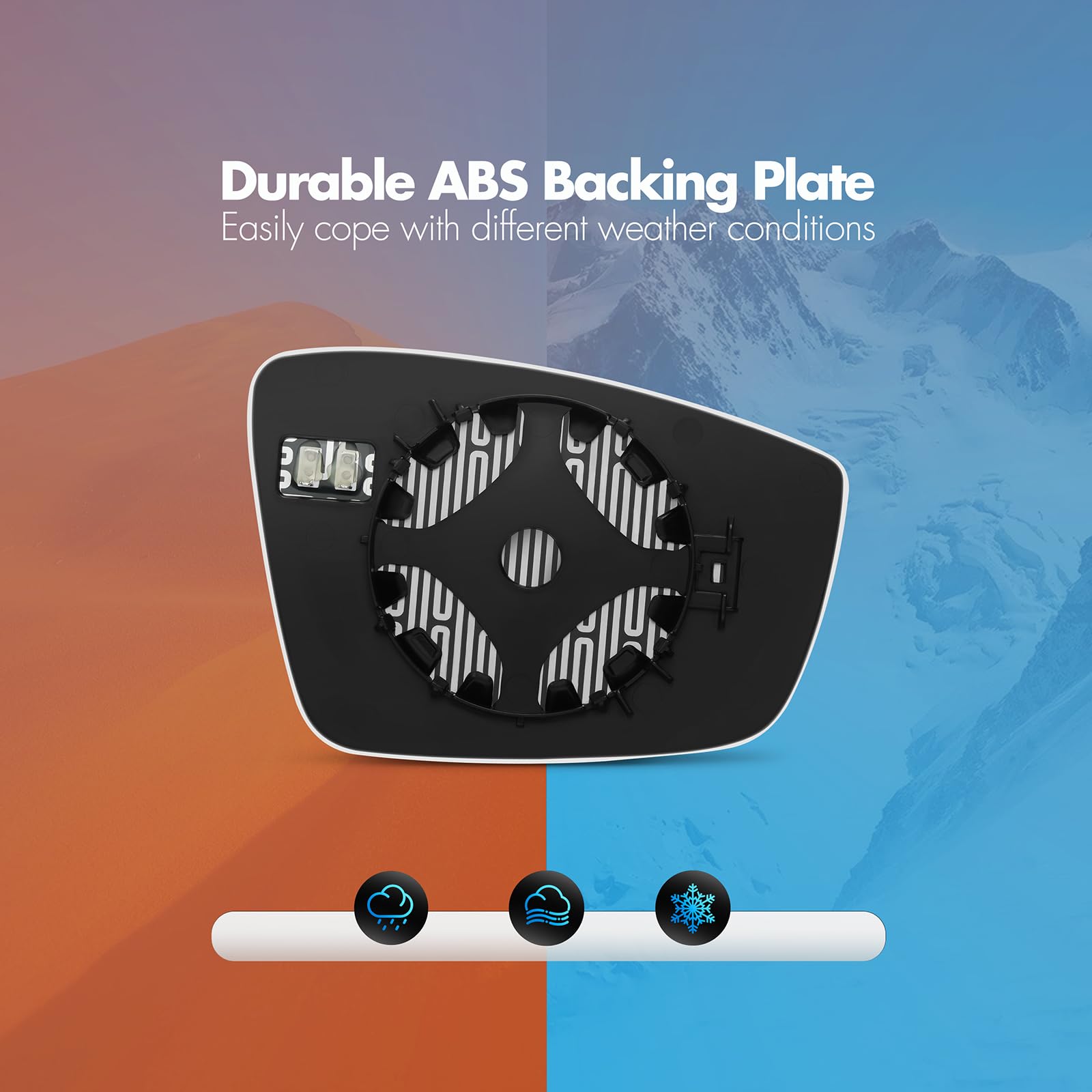 SNEMEEY OE-style snaps keep the mirror securely attached at highway speeds.