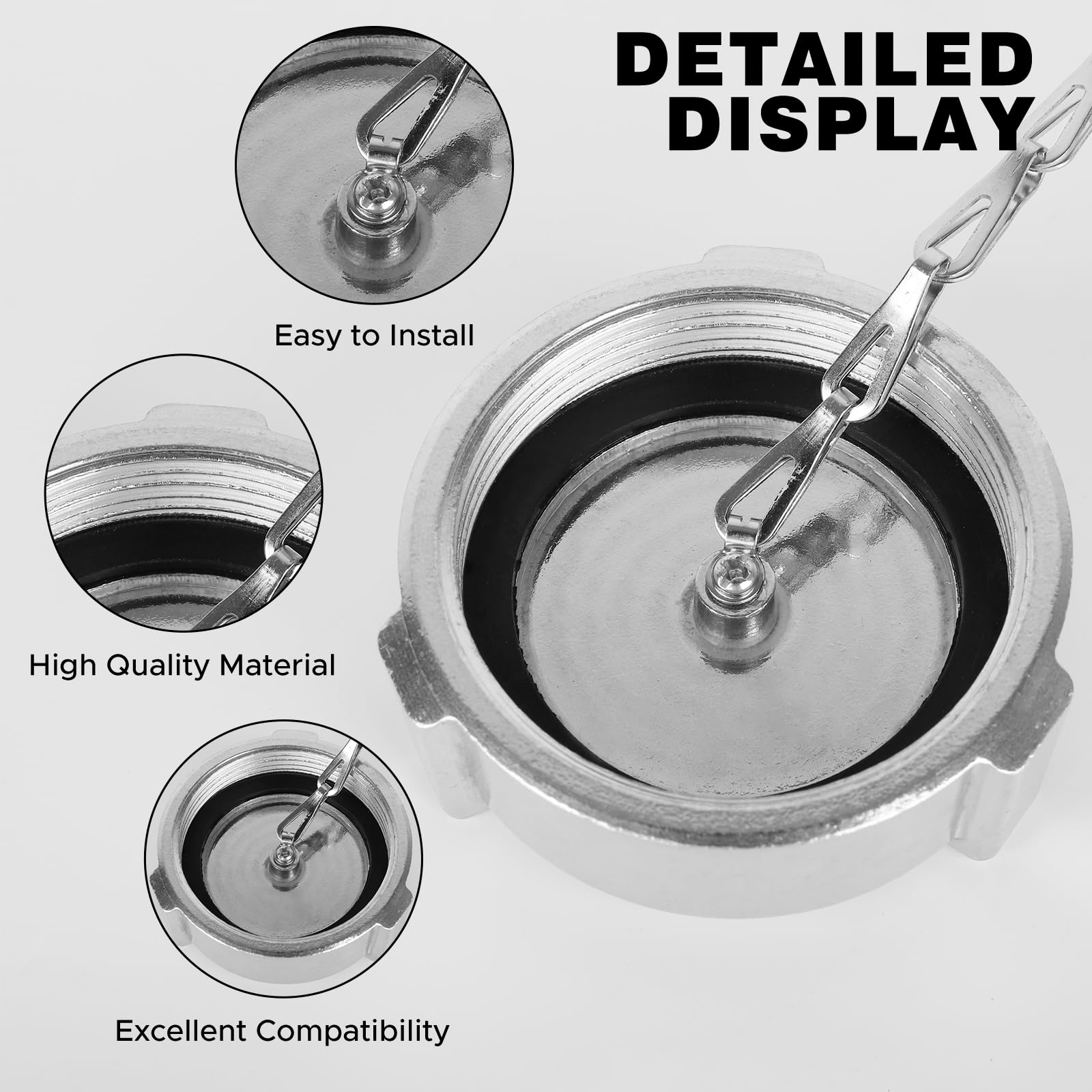 Snobli 8-inch stainless chain prevents cap loss during operations.