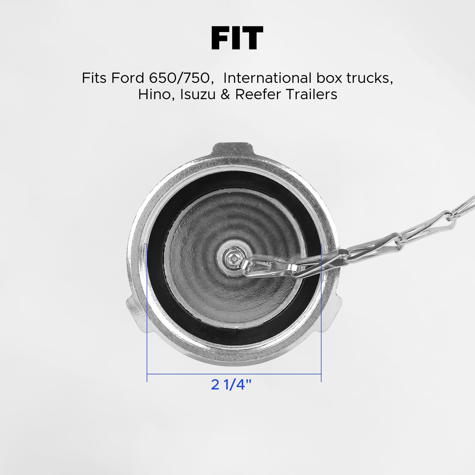 Snobli non-vented fuel cap ensures reliable closure in fleet use.