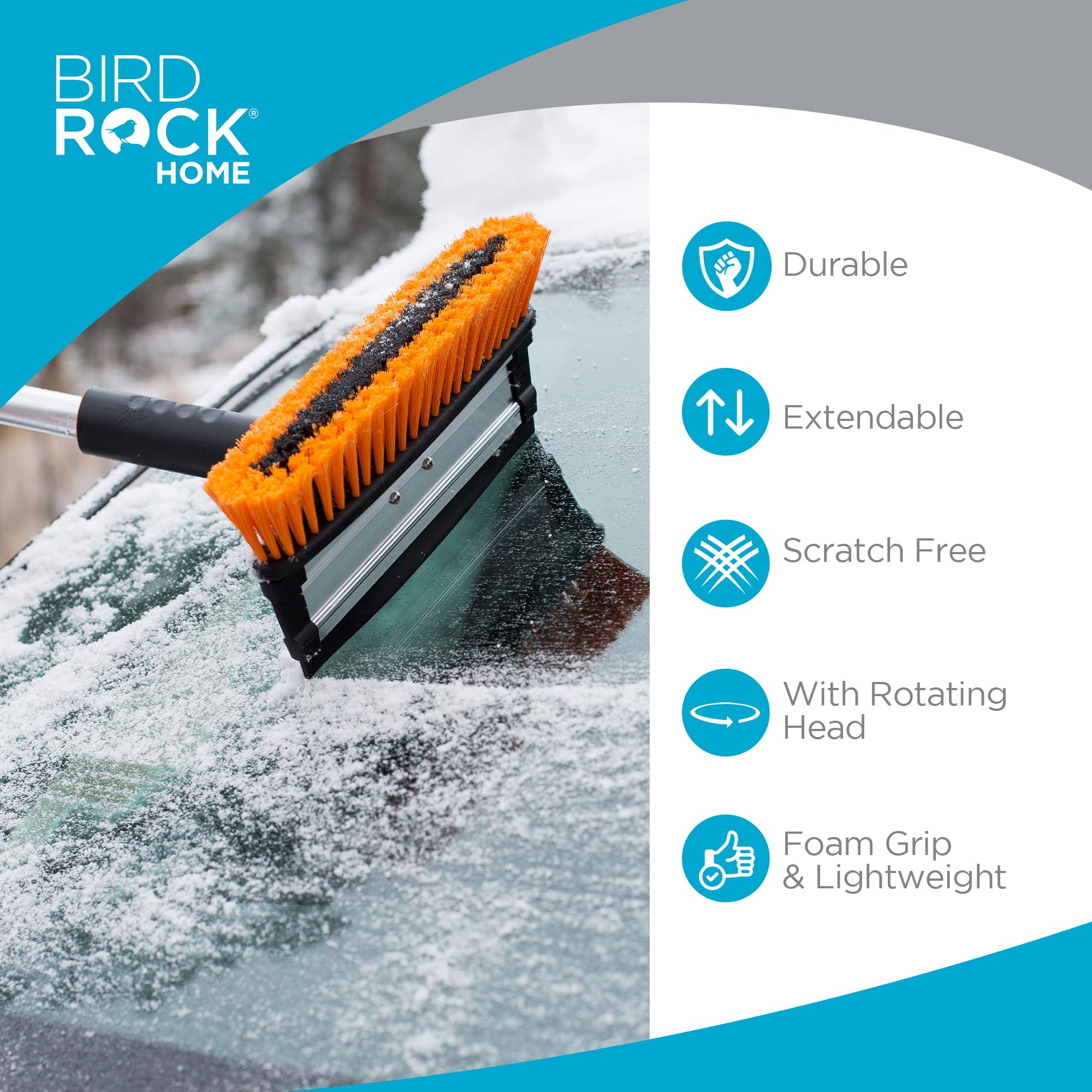 Snow MOOver detachable ice scraper for quick ice removal without damage.