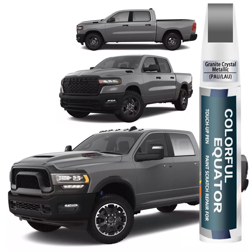SNSIR Granite Crystal Metallic PAU/LAU touch-up pen hides chips on a Dodge Ram