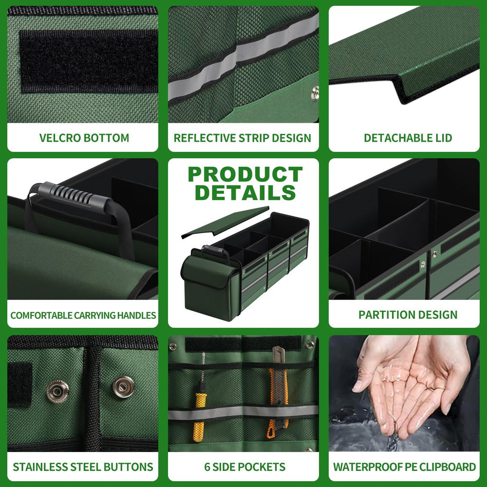 Snuopfy collapsible trunk storage system folds compactly when not in use