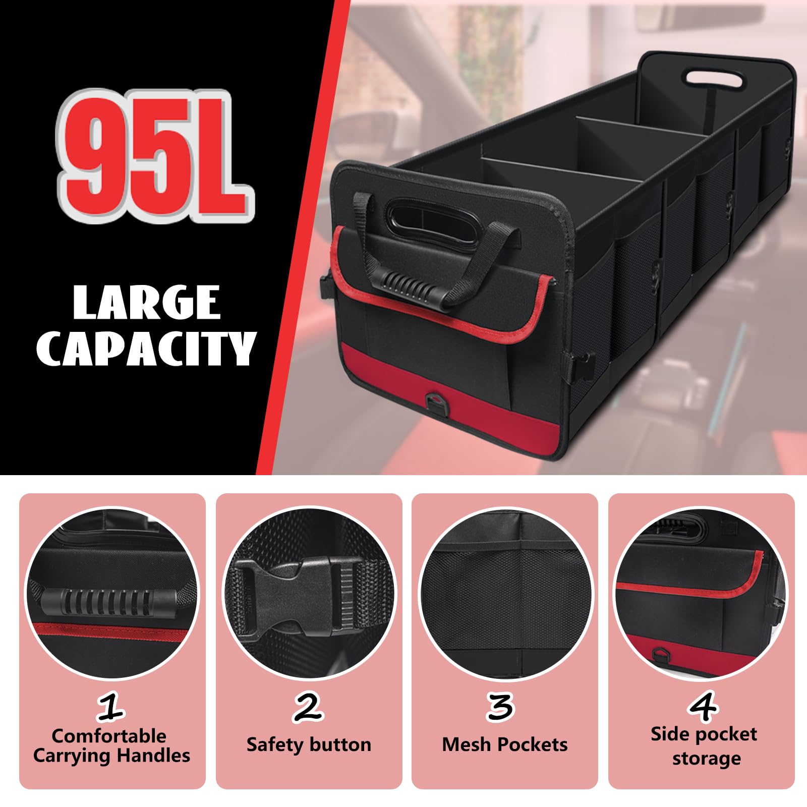 Snuopfy heavy-duty Oxford polyester construction for durable trunk storage