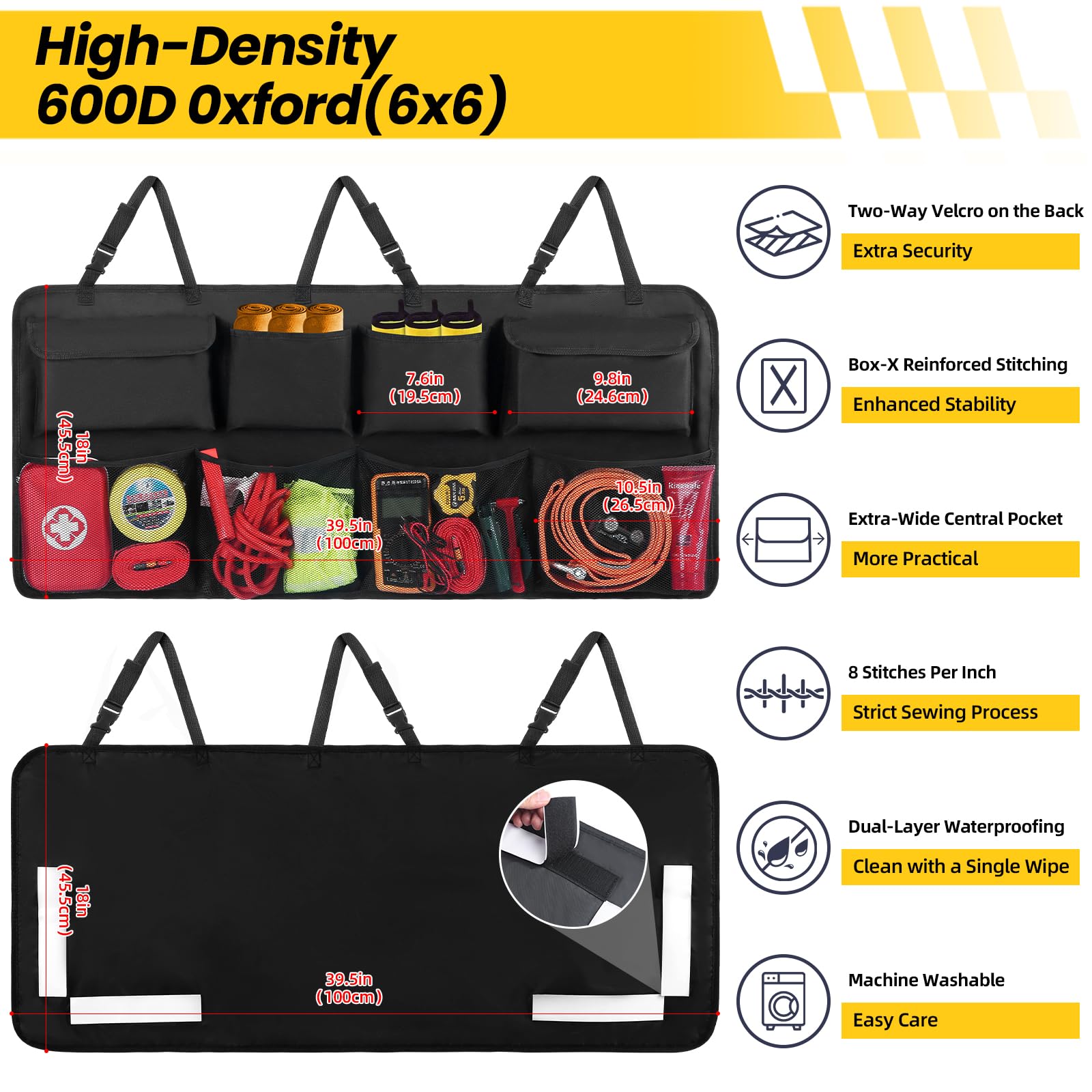 Snuopfy trunk organizer back-seat hanging view keeps groceries secure behind seats.