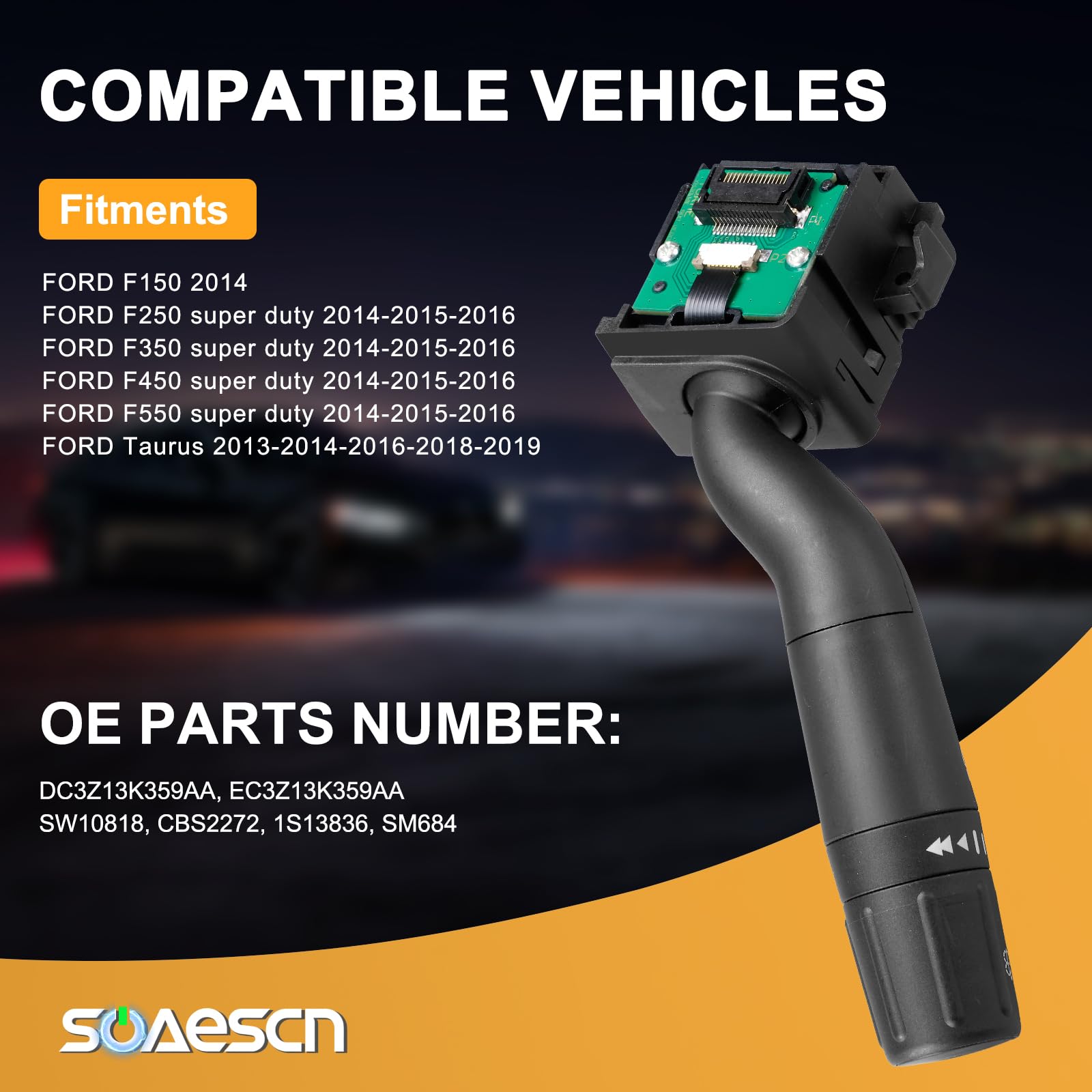 SOAESCN DC3Z13K359AA turn signal switch for Ford F-250, precise lever for lane changes
