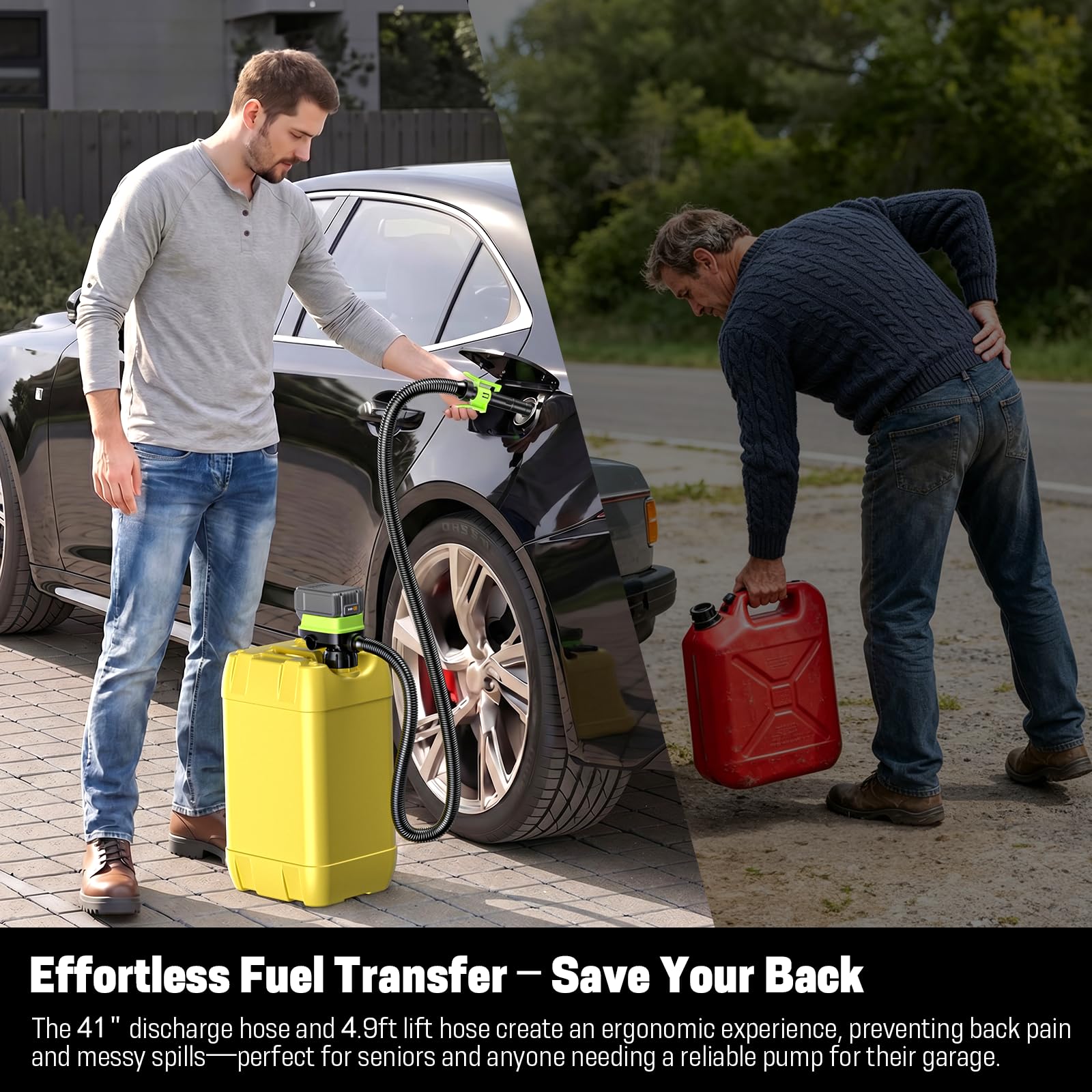SoakSea battery-powered pump offers cordless operation in garages and yards.